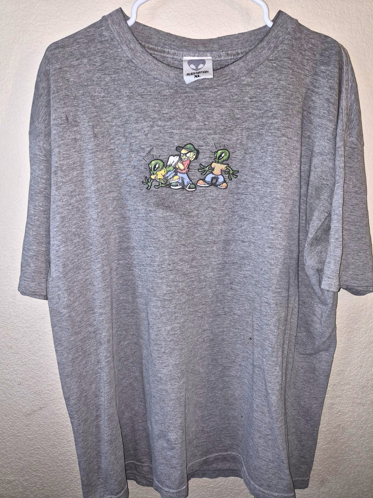 Vintage 90s Alien Nation Workshop Graphic T-Shirt Grey Size XL Collectible Merch