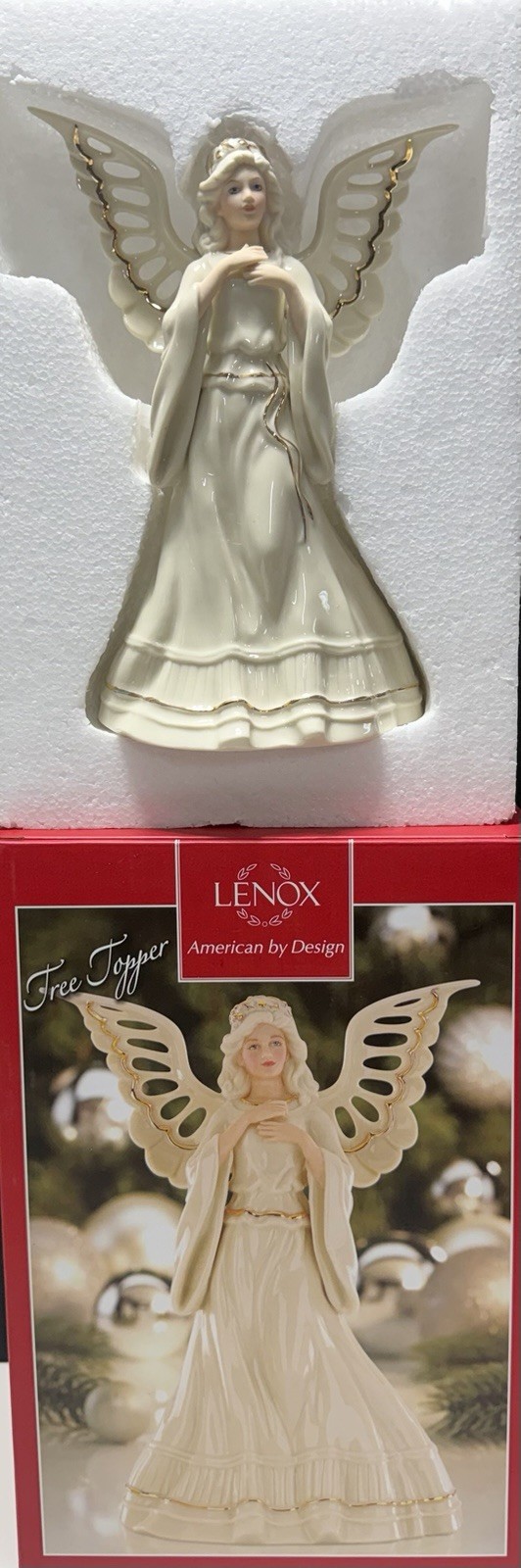Lenox Angelic Visions Porcelain Ivory/Gold Angel Tree Topper NIB 