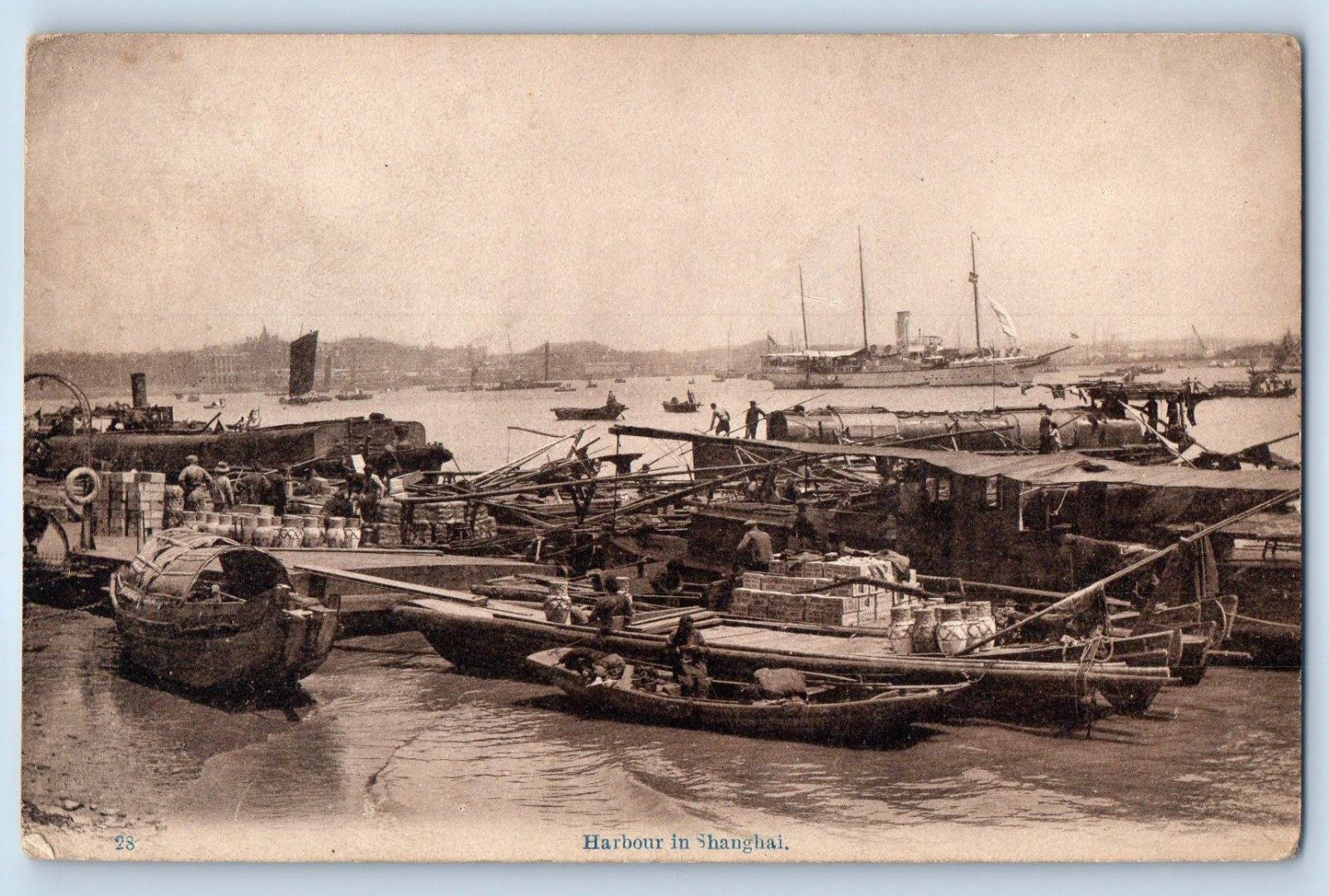 Shanghai China Postcard View of Harbour in Shanghai c1910 Antique Unposted