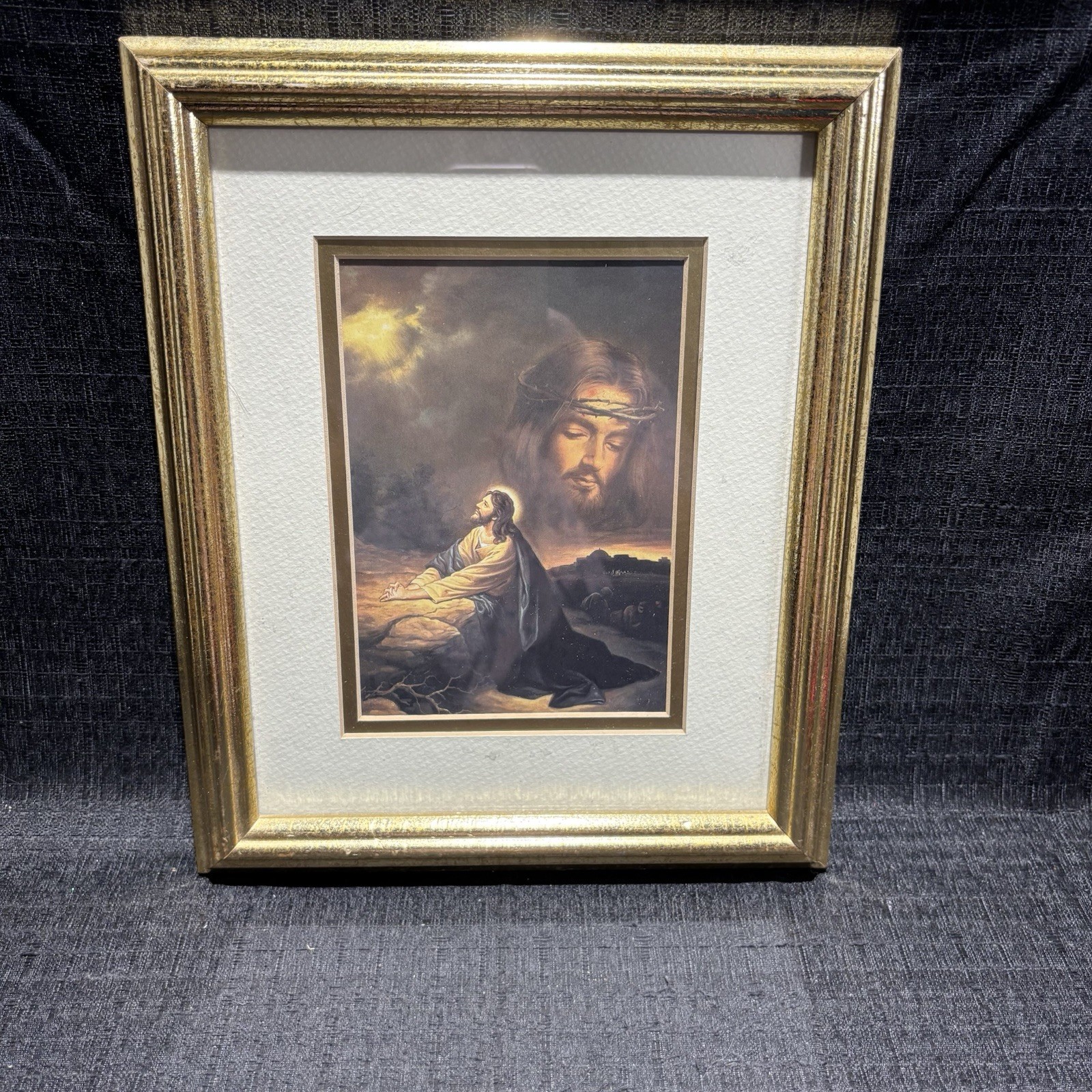 Vintage Christmas In Gethsemane  Framed Print, Jesus Praying In Garden (7)