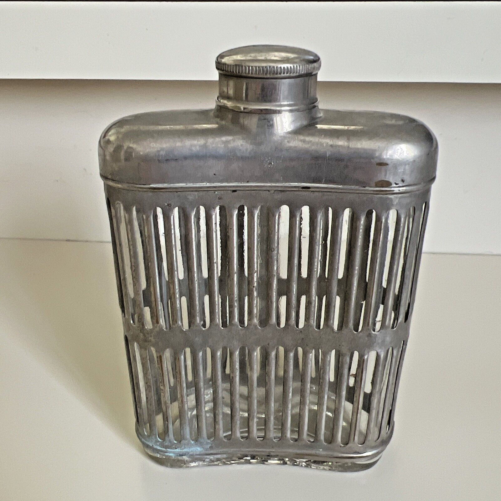 Antique 1920’s Universal Caged Glass Flask
