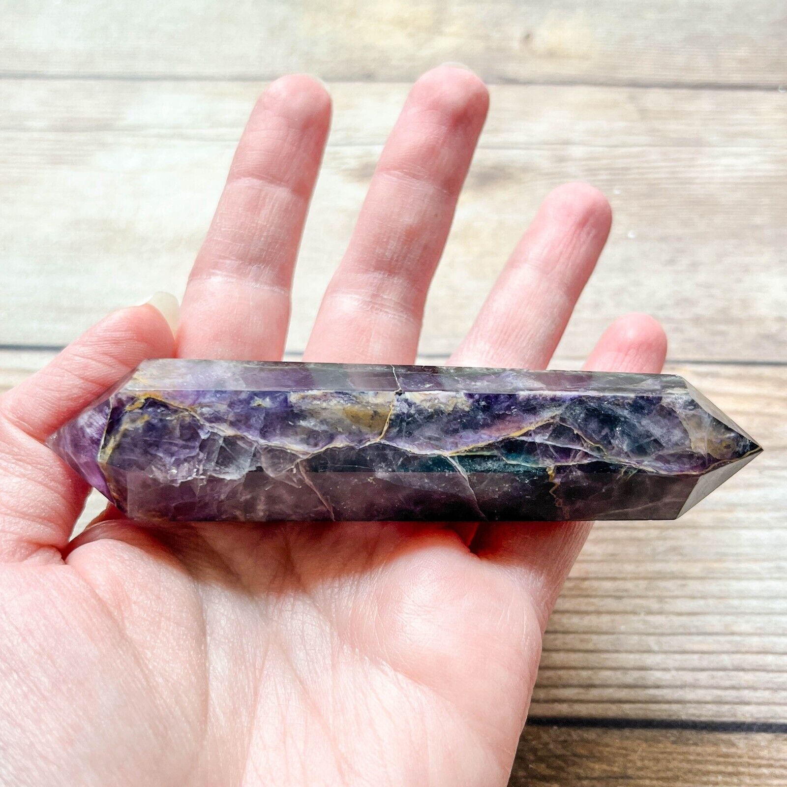 Fluorite Double Terminated Wand Crystal Two Points 94 g