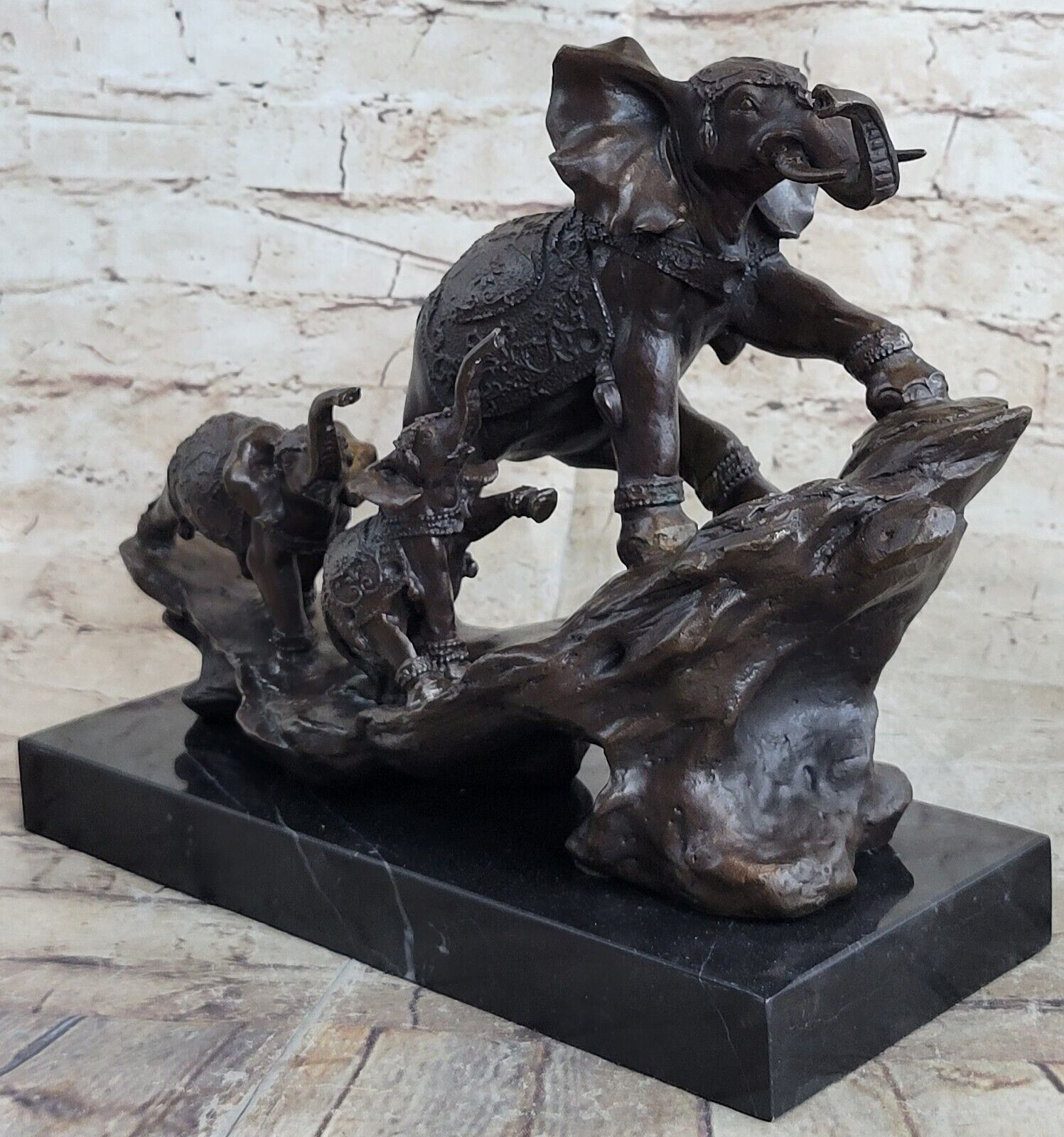 Lucky Elephants Real Hot Cast Bronze Statue Sculpture Decor Figurine Gift NR