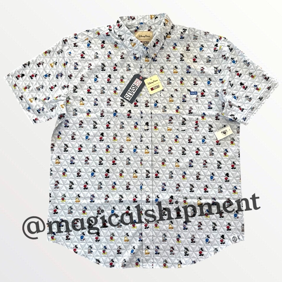 NWT Disney Parks EPCOT World Showcase Mickey Mouse RSVLTS Button Shirt | 2XL