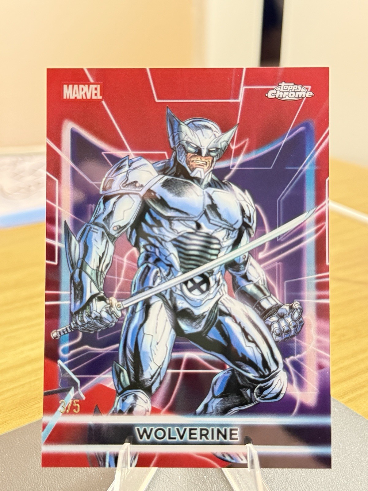2026 Topps Marvel Neon Wolverine Chrome Neon Etch Red Refractor /5 #9