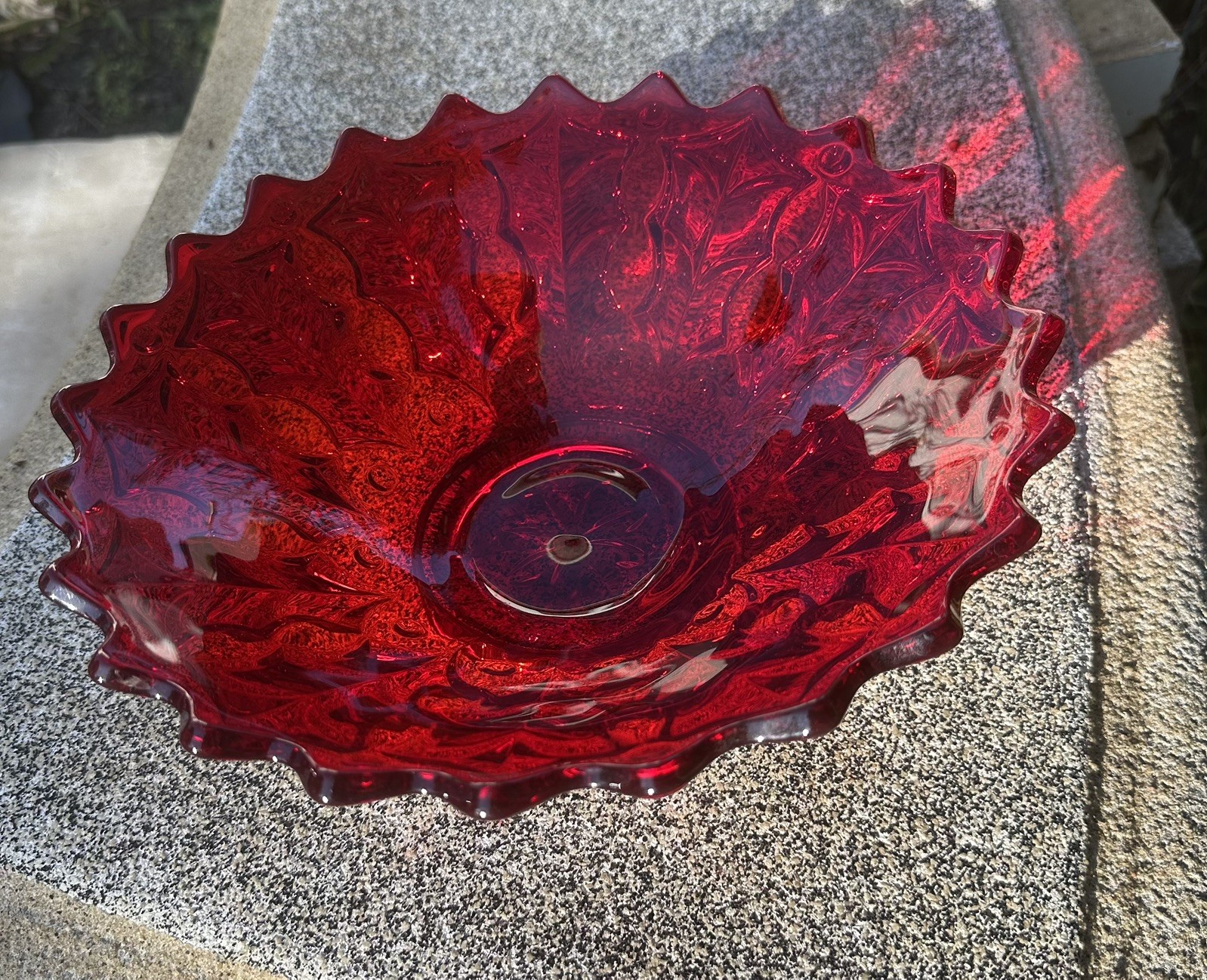 Fostoria Holly RubyRed Glass Hostess Bowl-11.5\