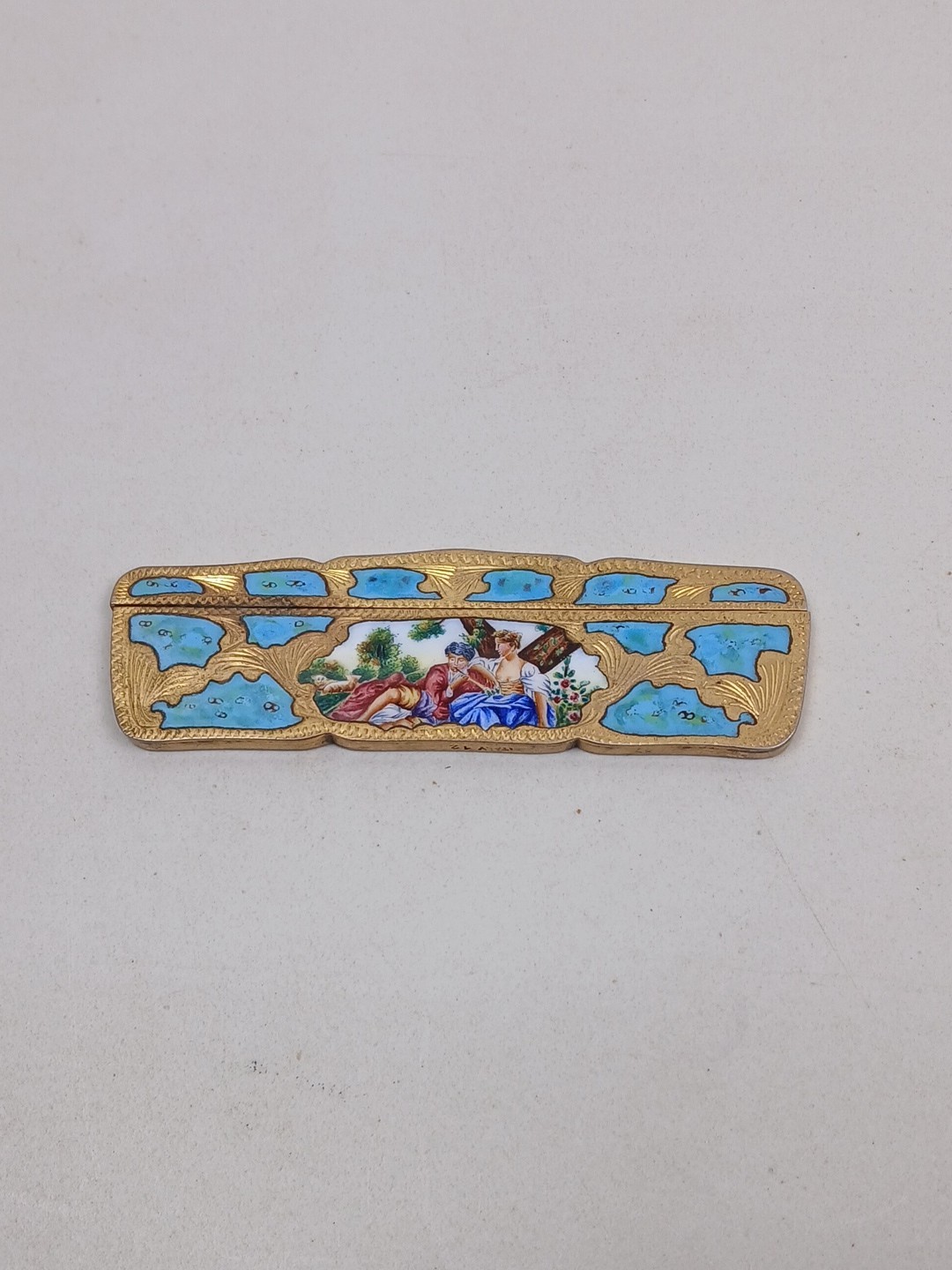 Vintage Italian Enameled Gold Washed 800 Silver Comb