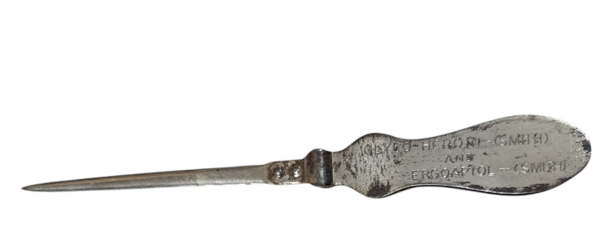 Martin H Smith Co Glyco-Heroin Letter Opener Pill Crusher Early Drug New York