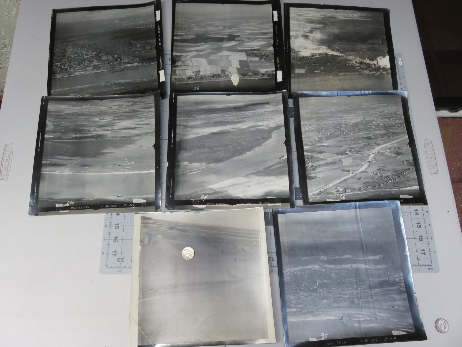 Vintage WW2 1944 Photograph US Recon Mission Germany Photos lot of 8 Large Photo