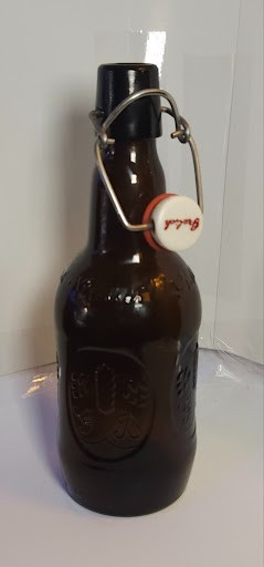 Vintage 1970s Grolsch Amber Glass Swing Top Beer Bottle Porcelain Stopper Cap
