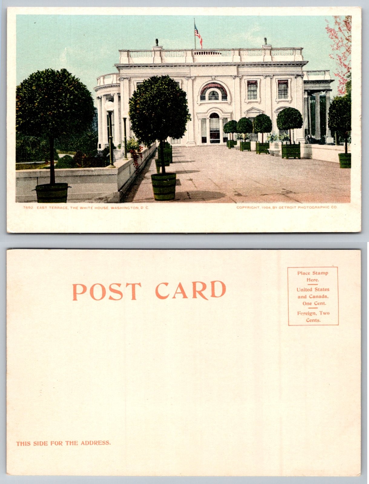 White House East Terrace Washington D.C. Detroit Photographic Postcard White House East Terrace Washington D.C. Detroit Photographic Postcard