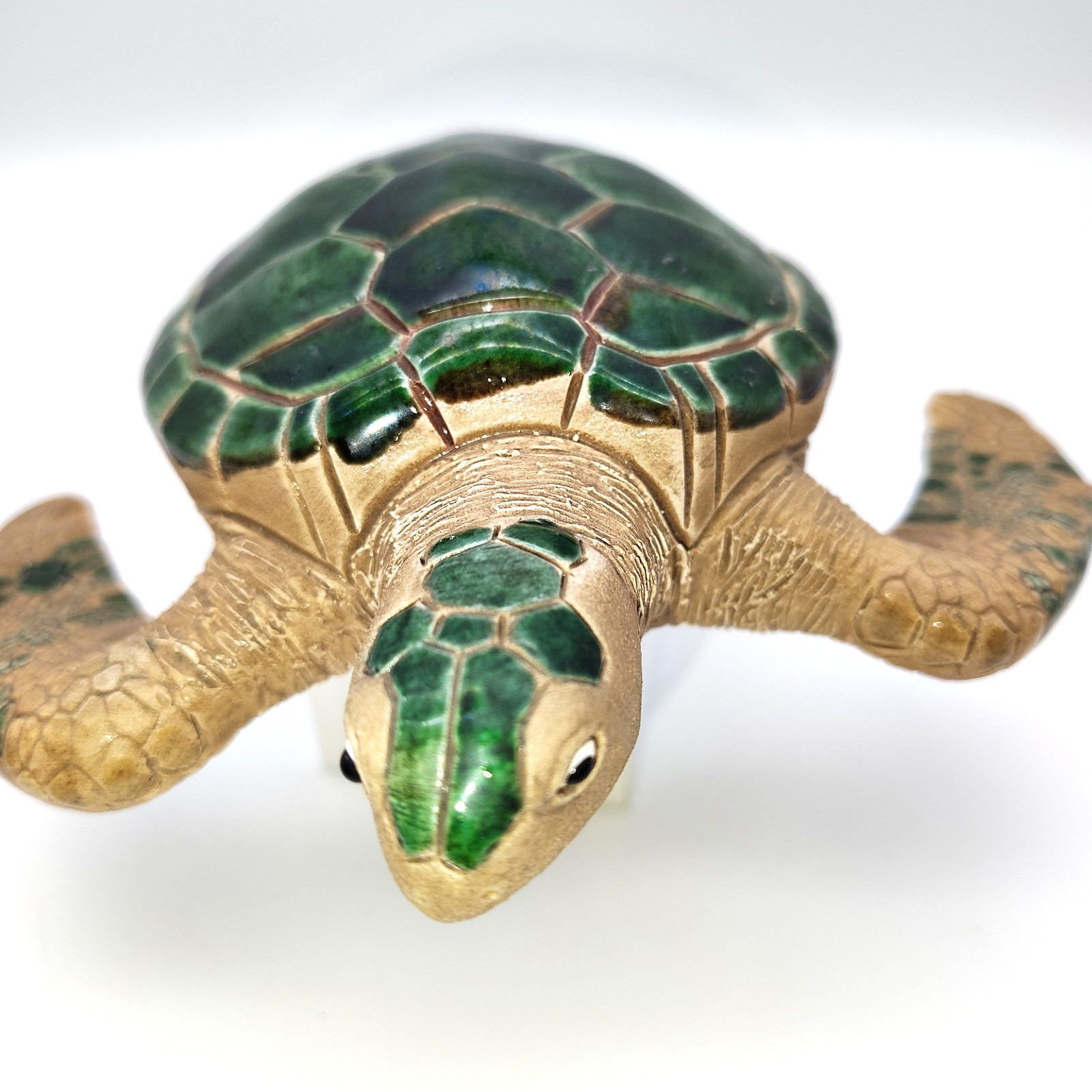 COAD Pottery Sea Turtle Figurine Handcrafted Glazed Ceramic Art Sculpture
