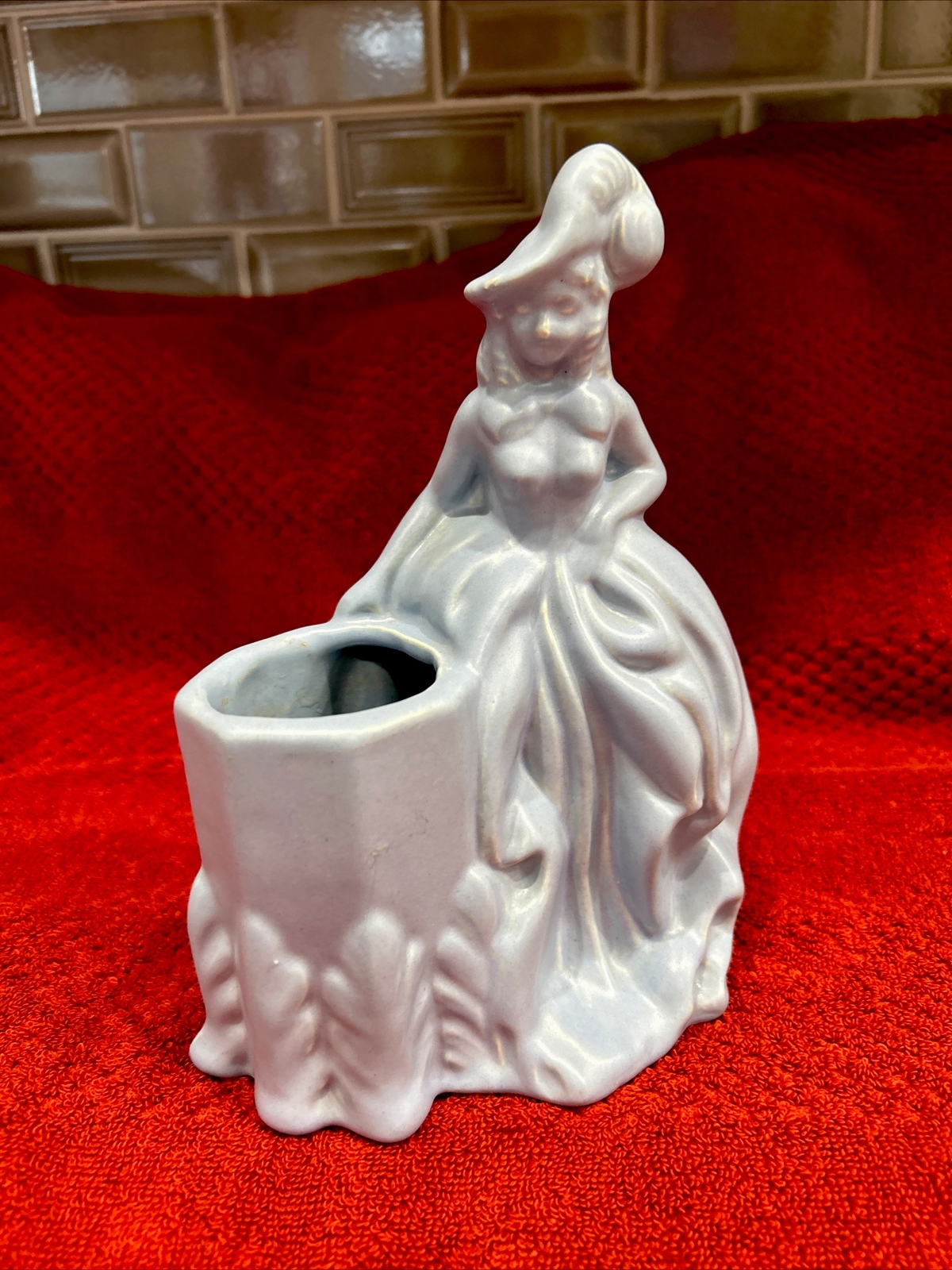 USA - VTG - HAEGER Pottery Planter - Blue - Colonial Girl - Circa 1941