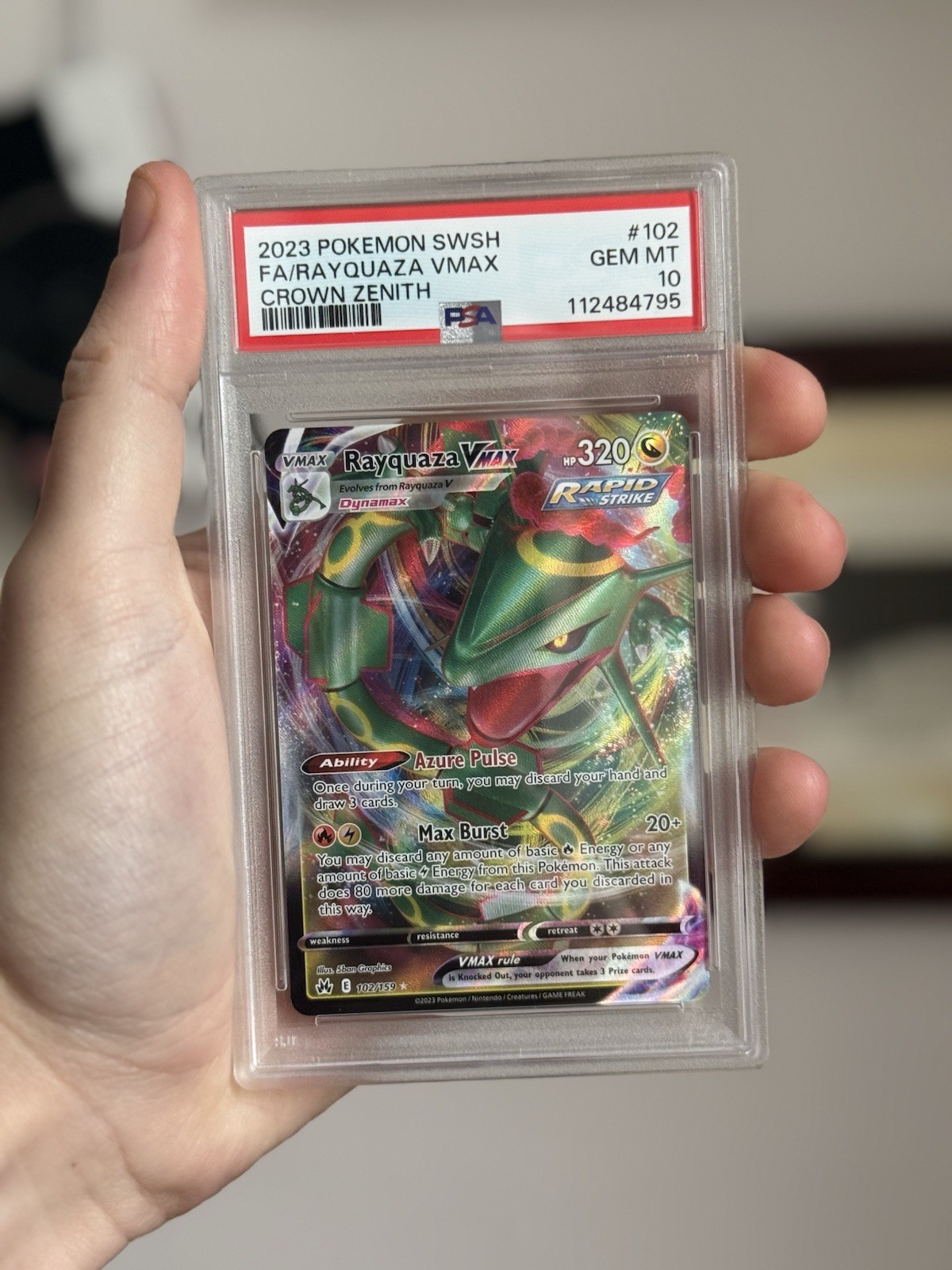 2023 Pokemon Rayquaza Vmax 102/159 - Crown Zenith - PSA 10