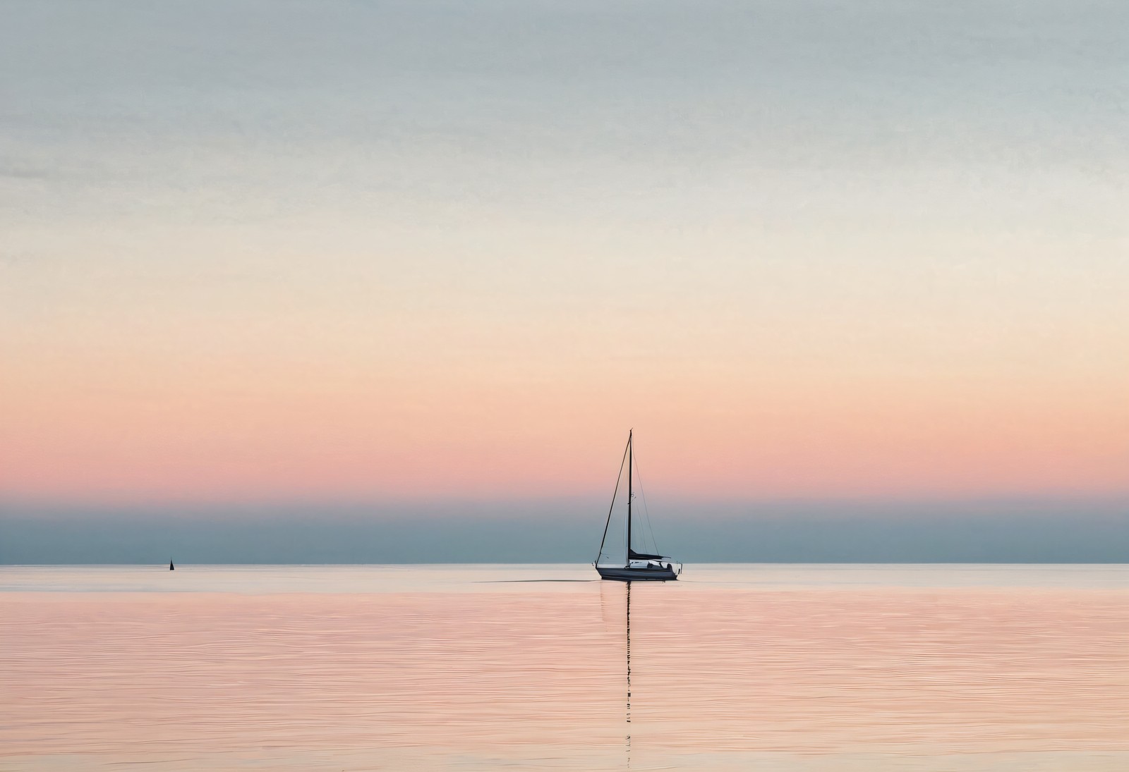 Lone Sailboat Silhouette at Dawn - Coastal Grandmother Wall Art Print