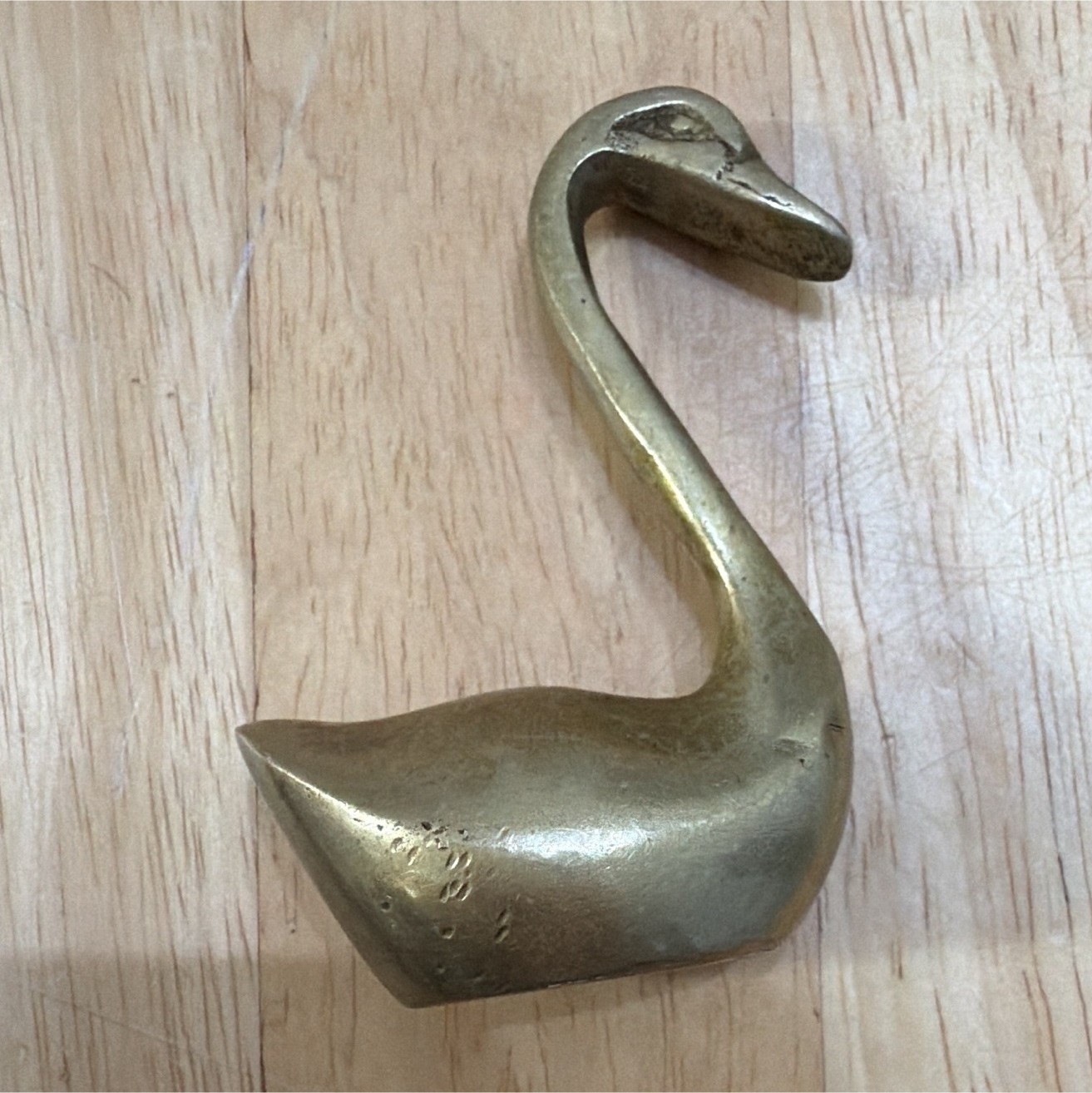 Vintage Small Brass Swan Bird Figurine Collectible, Approx. 3 in Tall
