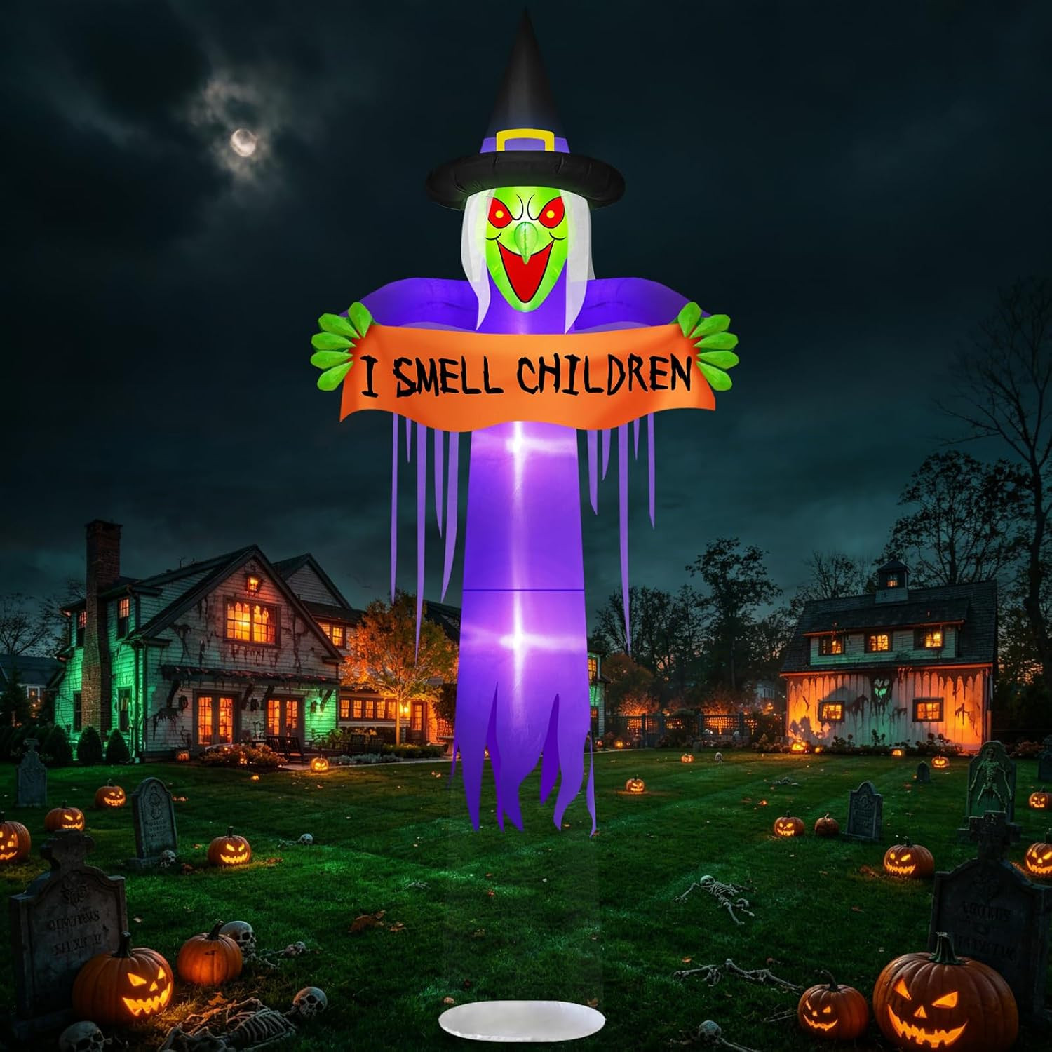 12FT Halloween Blow up Inflatable Red Eyes Witch Outdoor Decoration 12FT Halloween Blow up Inflatable Red Eyes Witch Outdoor Decoration