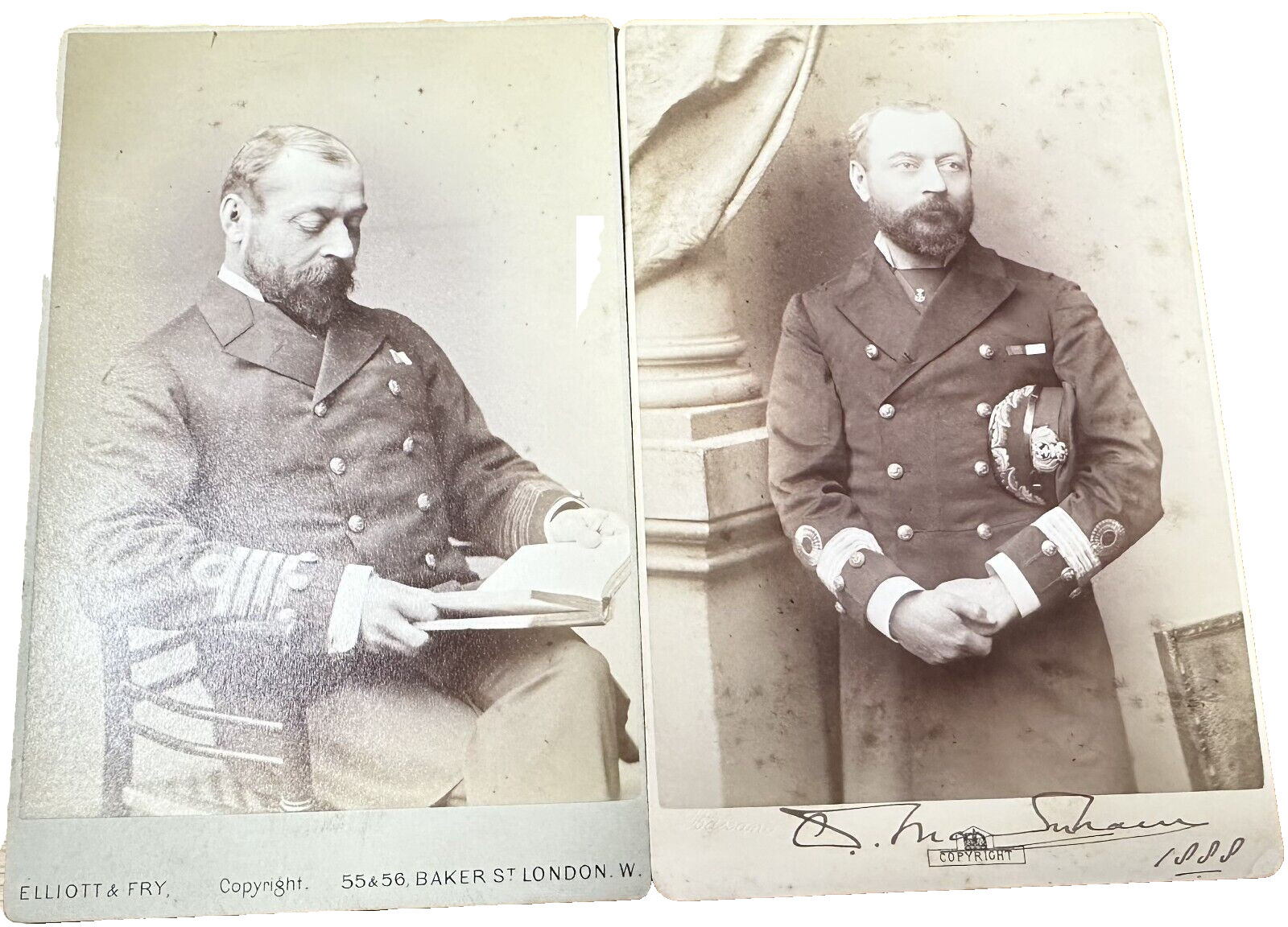 1886 -1888 British Army Officer Sgt Major Albert Suham? Cabinet Card PAIR London