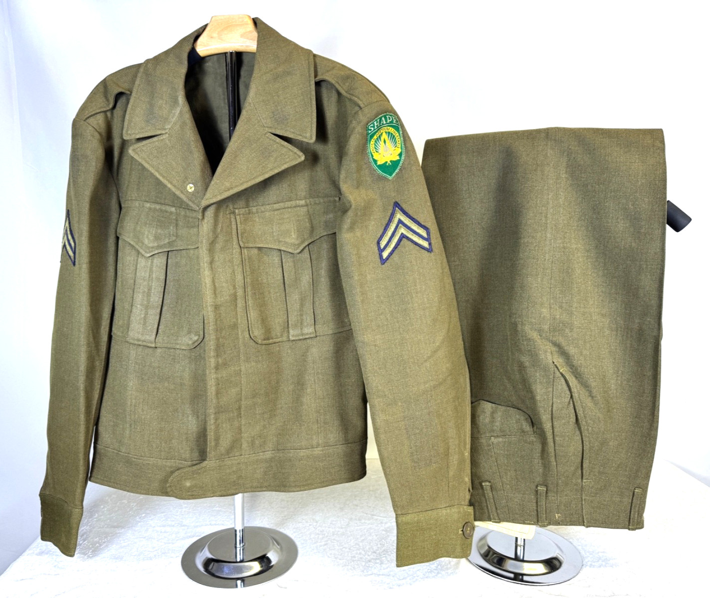 POST WWII US ARMY SHAPE FIELD WOOL UNIFORM CORPORAL 1946 DATED SIZE 38R