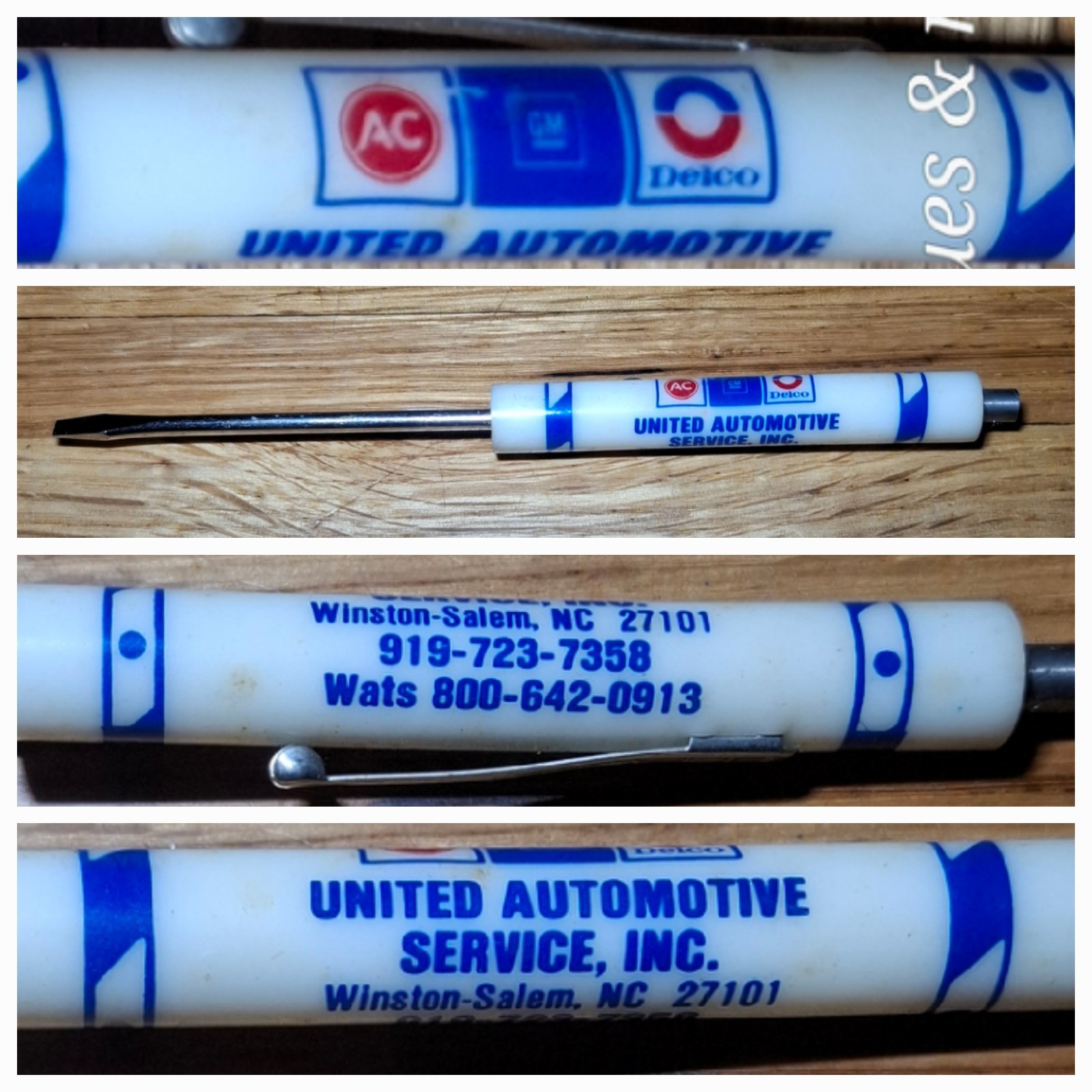 Vintage AC Delco united automotive Service Winston Salem NC Screw driver