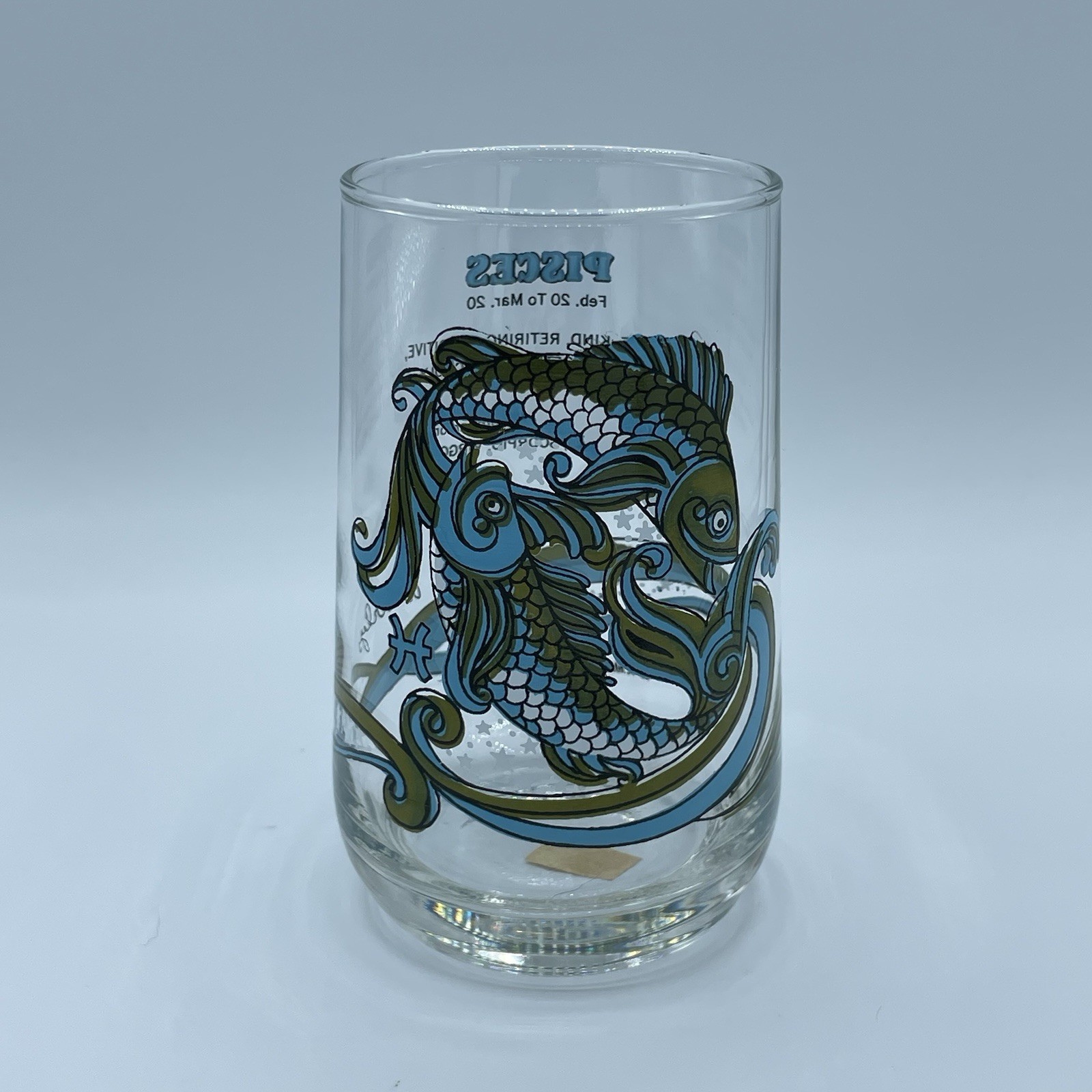 VTG Arby\'s 70’s Pisces Zodiac Promotional Drinking Glass Tumbler 1976 Restaurant