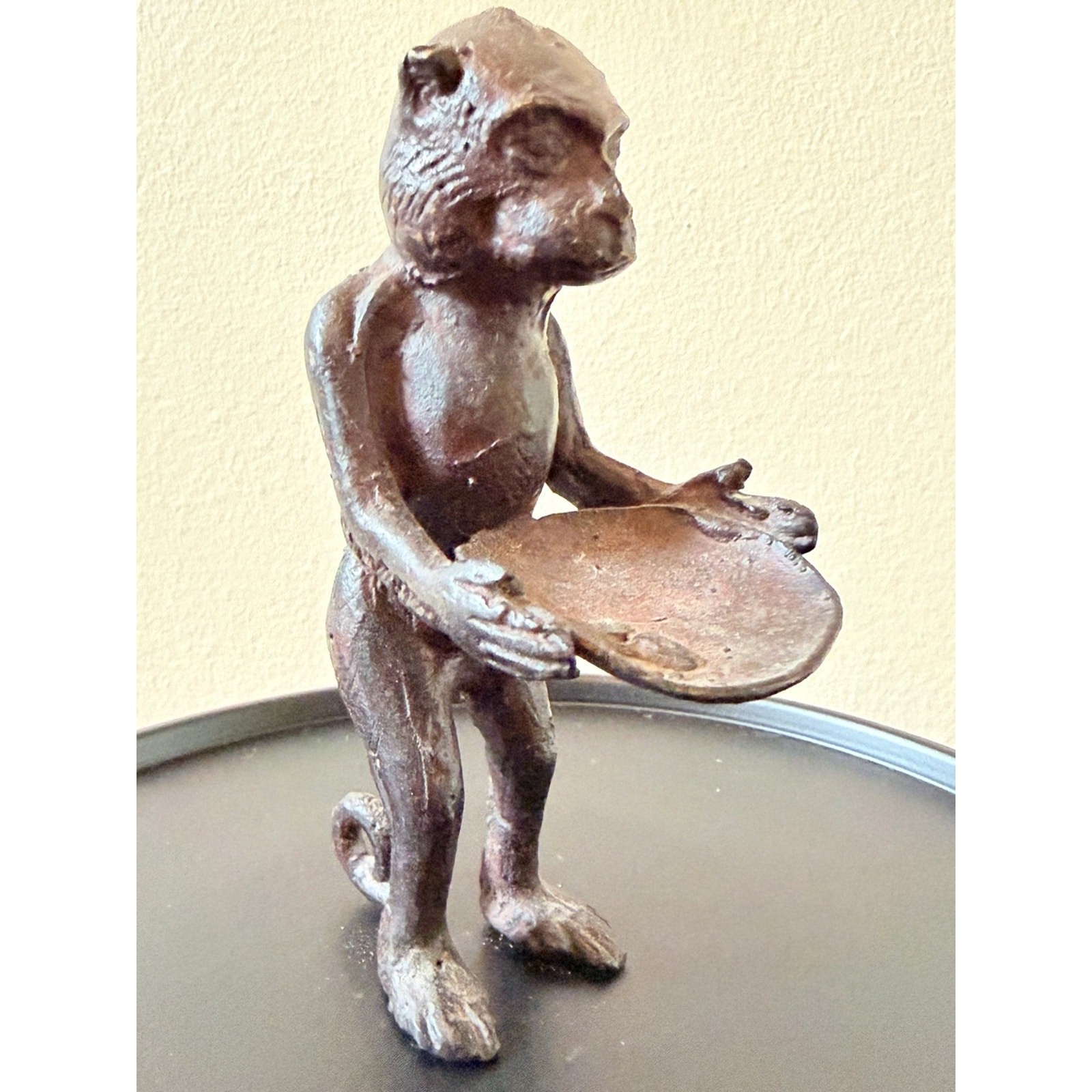 Vintage Balinese bronze monkey butler tray Statue style of Diego Giacometti