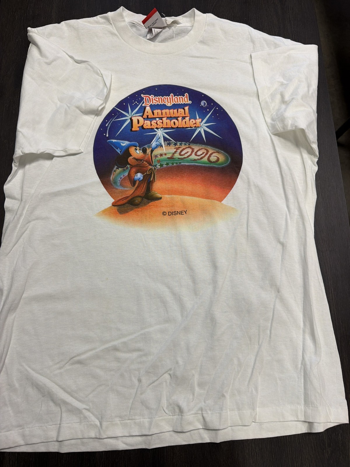 Vintage 1996 Disneyland Annual Passholder Sorcerer Mickey T-Shirt Made in USA XL
