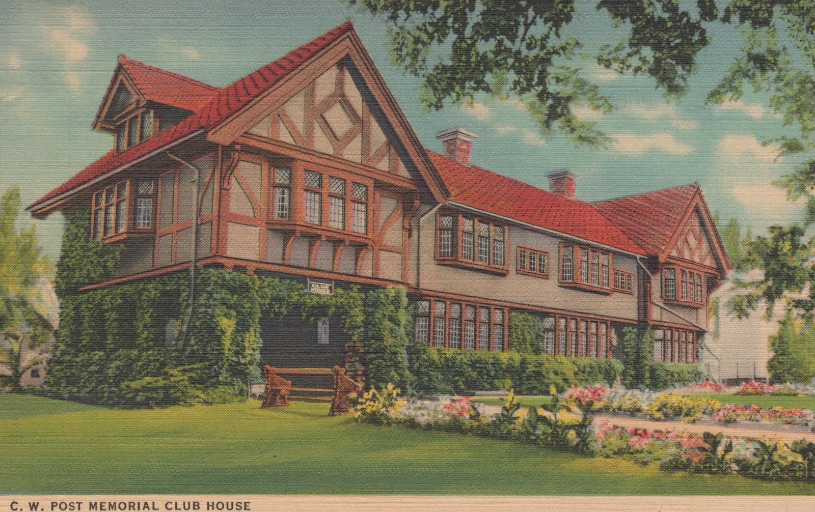 C.W. Post Memorial Club House Battle Creek MI Linen Postcard 1936 Curt Teich C.W. Post Memorial Club House Battle Creek MI Linen Postcard 1936 Curt Teich