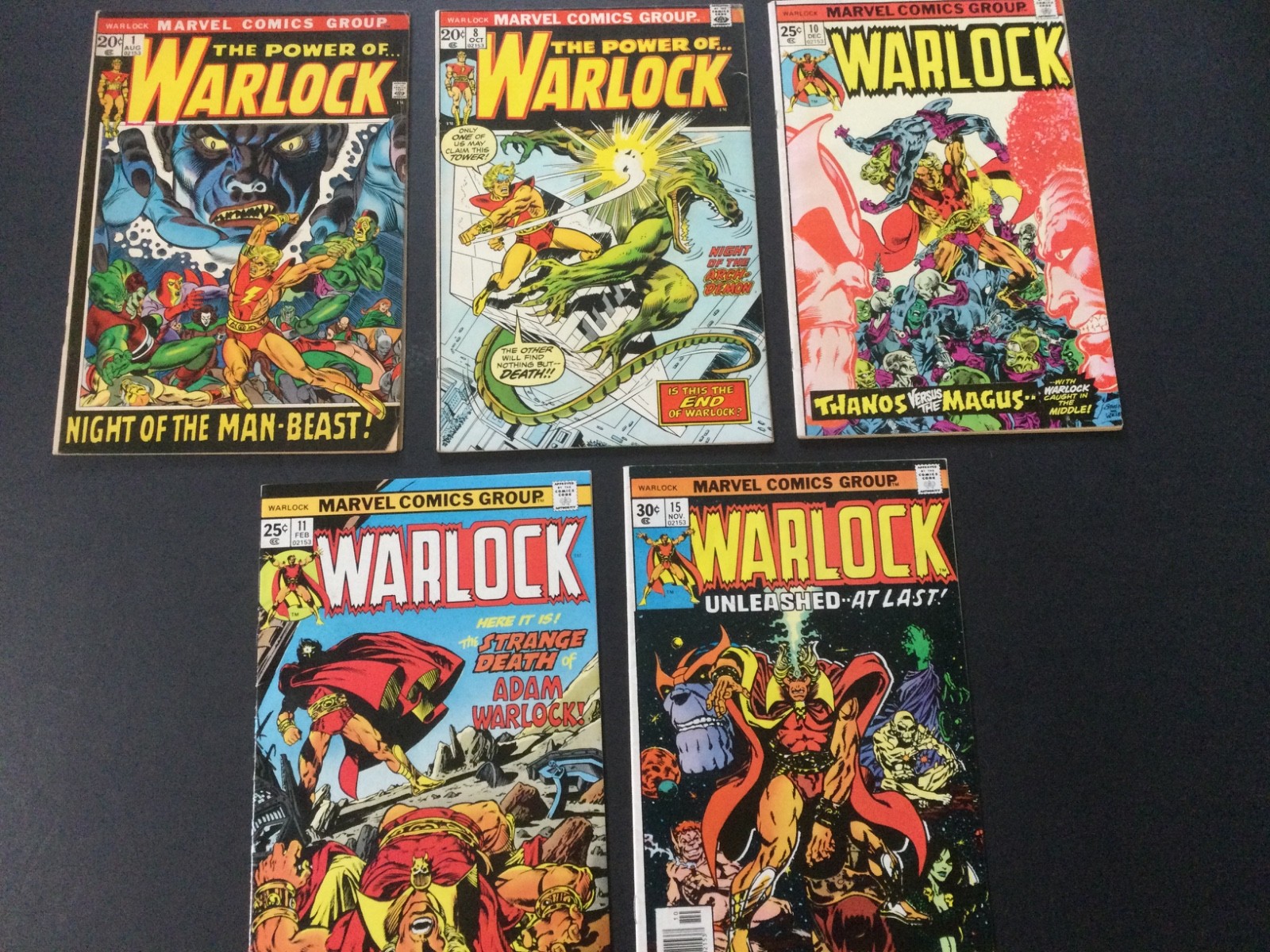Warlock 1,8,10,11,15 Marvel Comic F/F+ Lot 1975 Starlin Warlock 1,8,10,11,15 Marvel Comic F/F+ Lot 1975 Starlin