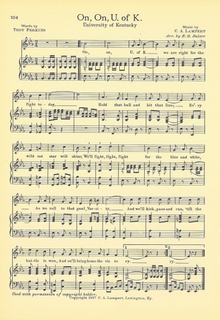 UNIVERSITY OF KENTUCKY Original Vintage Song Sheet c1932 