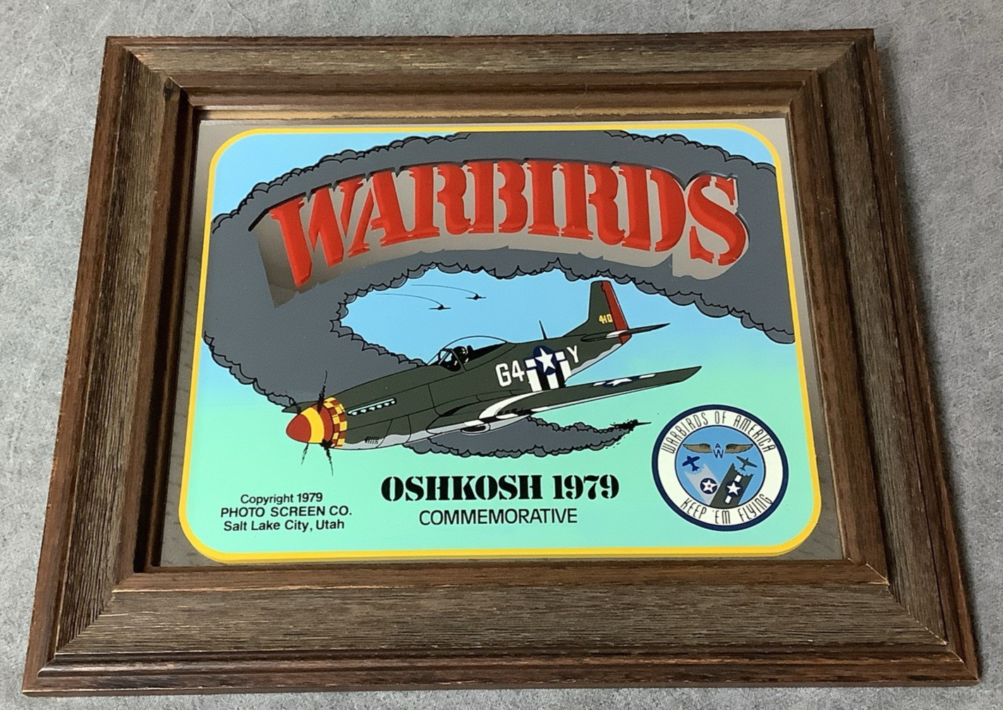 Vintage 1979 EAA OSHKOSH Commemorative Mirrored Picture - Warbirds - #4 of 5