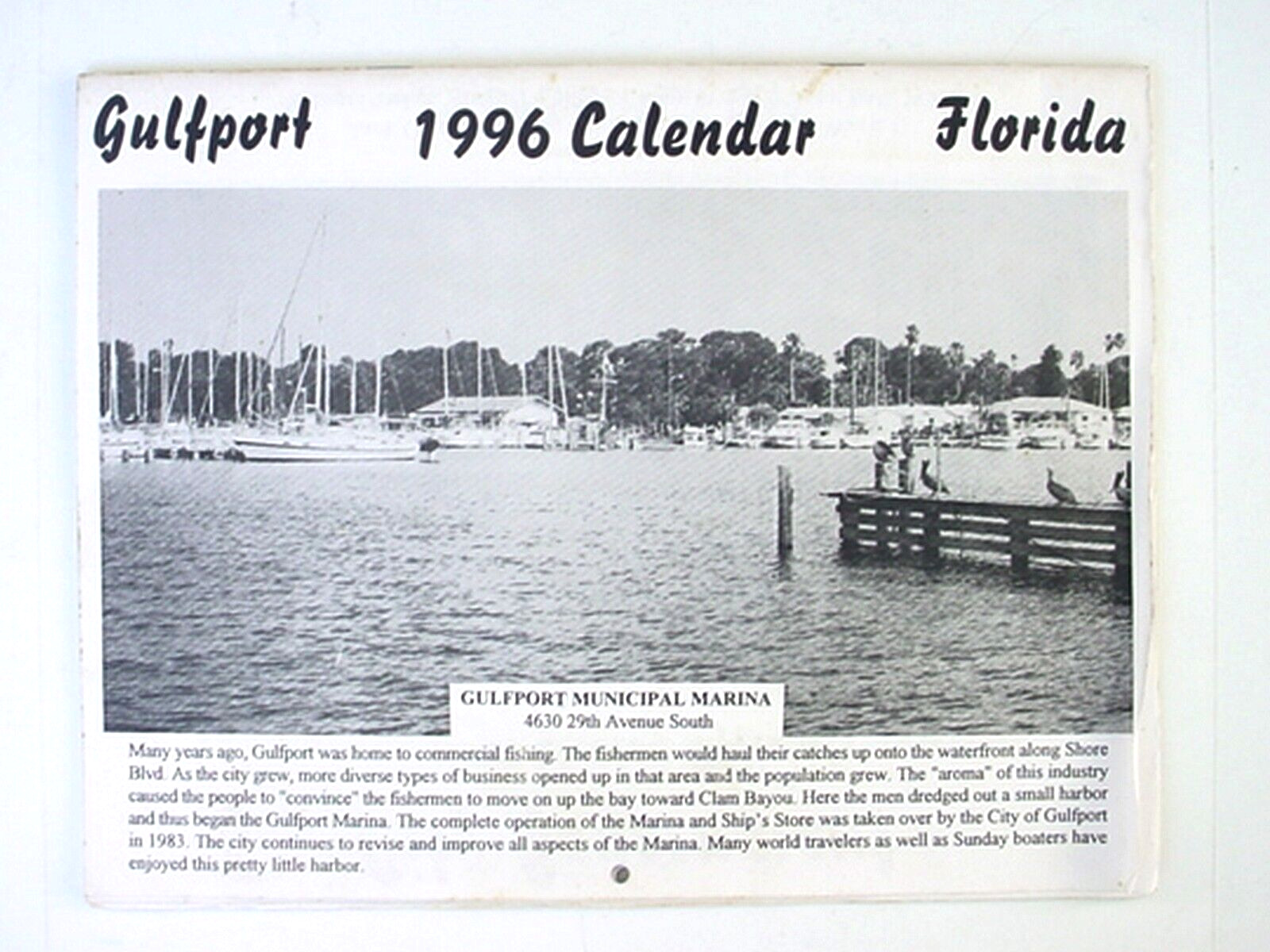 VINTAGE GULFPORT FLORIDA CALENDAR 1996 LOCAL LANDMARKS OLD FLORIDA GULF COAST