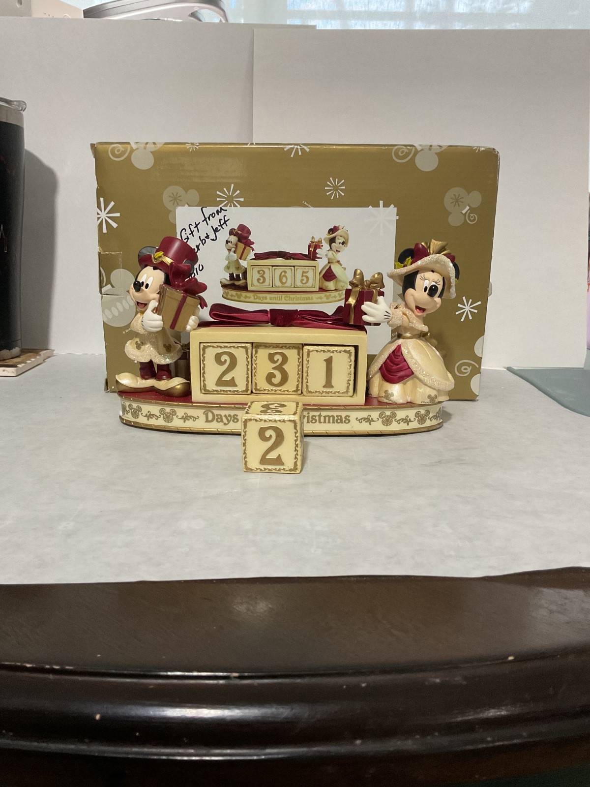 Disney Parks Mickey & Minnie Victorian Christmas Countdown Calendar Figurine 