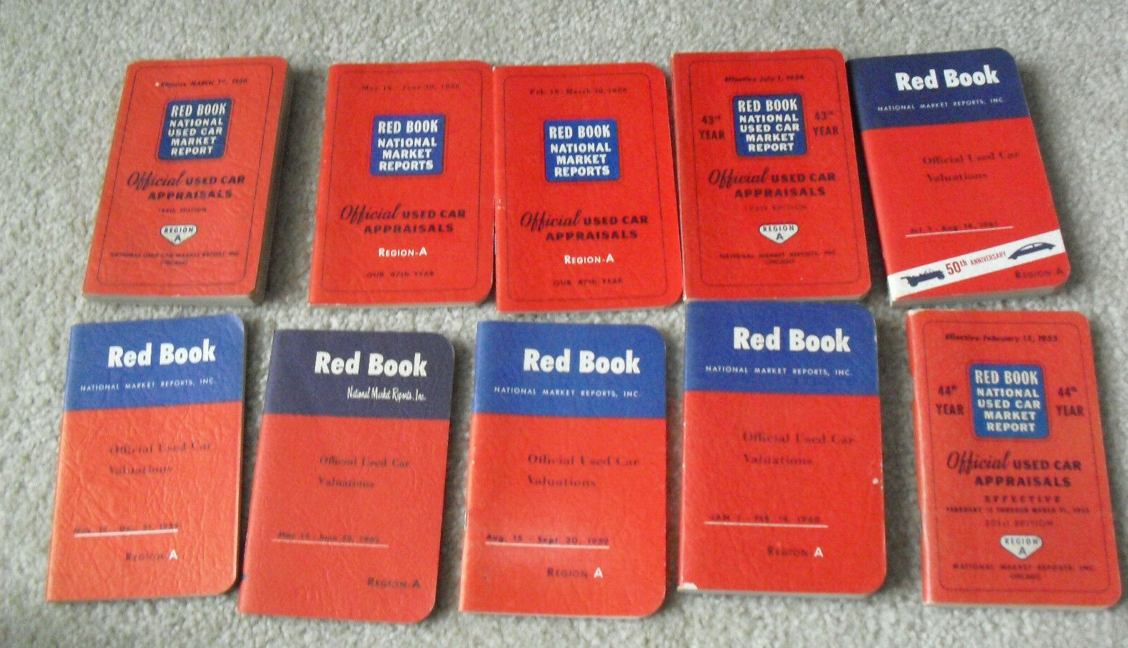 Lot of 10 Vintage 1950 to 1962 Red Book National Used Car Market Report Books Lot of 10 Vintage 1950 to 1962 Red Book National Used Car Market Report Books