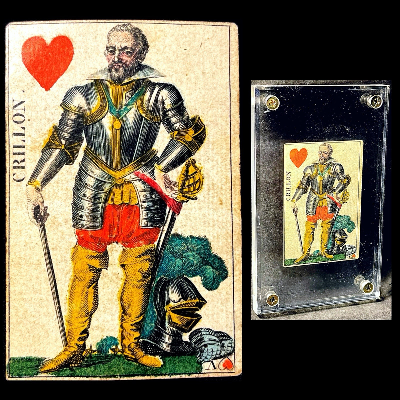 c1817 Historical Medieval King Court Antique Playing Card XIXc. Museum Quality