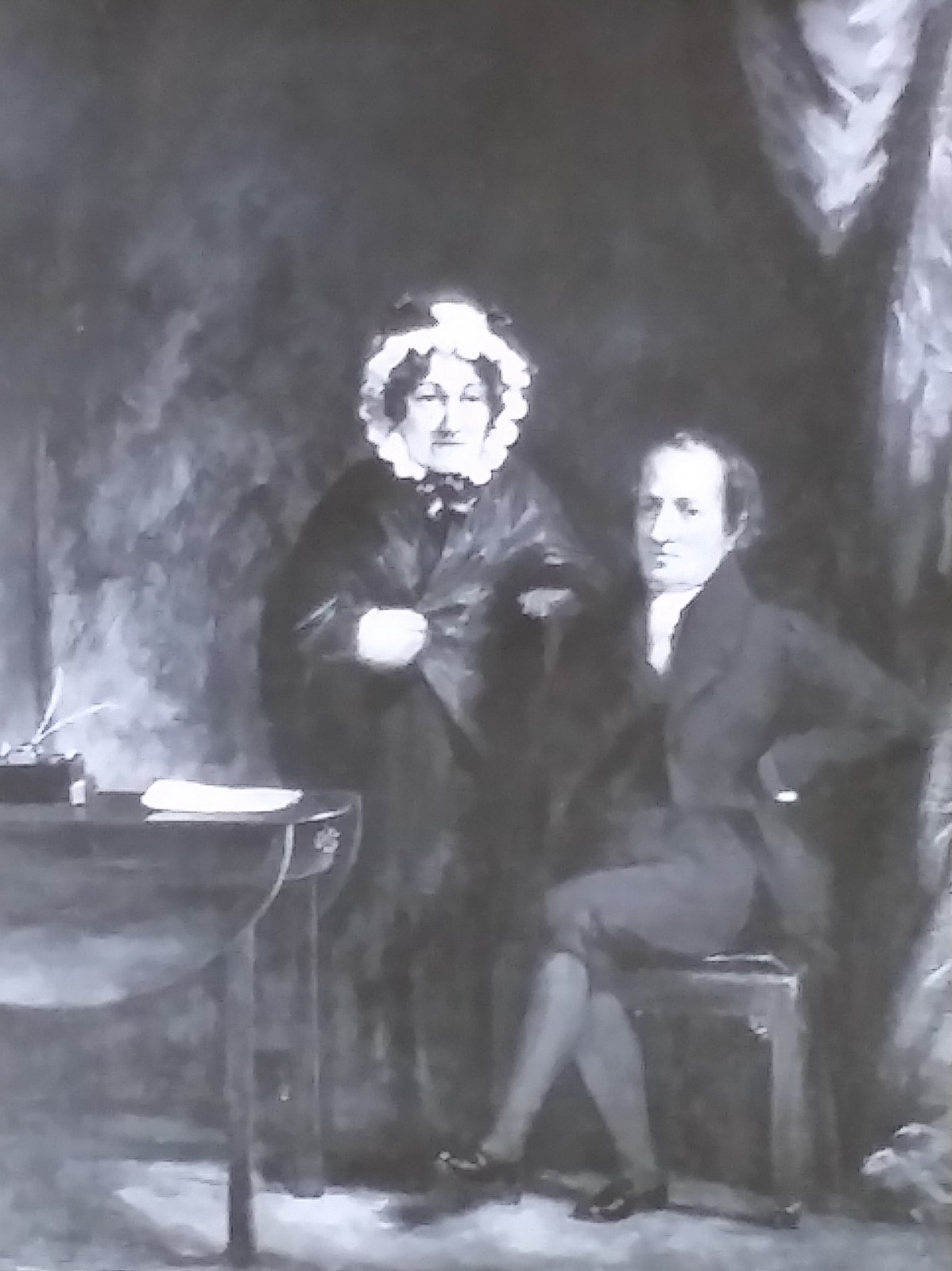 Charles Lamb (Essayist/Poet) and His Sister Mary, Magic Lantern Glass Slide