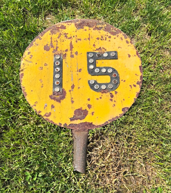 Vintage 1920's 15MPH Steel Train Yard Sign