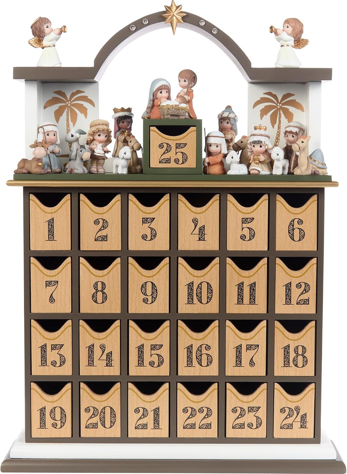 Countdown to Christmas Advent Calendar with Storybook – Wood/Resin Holiday Set