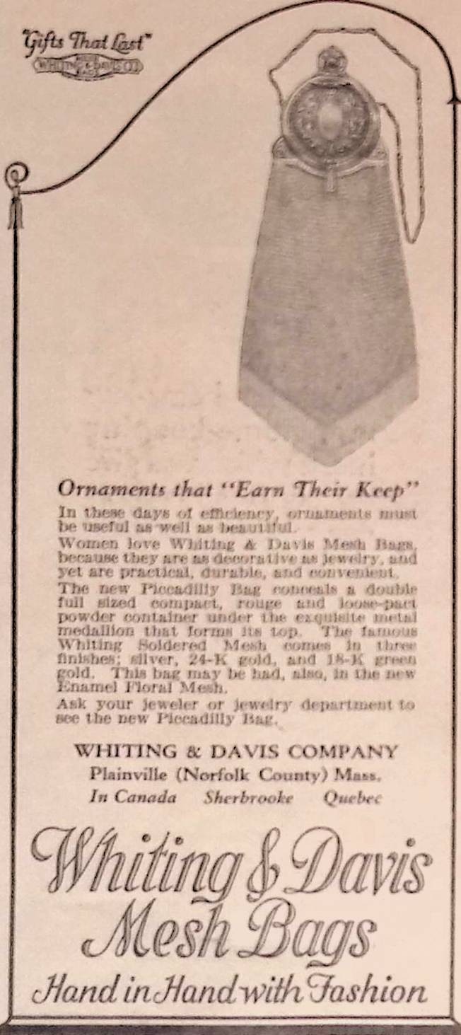 1925 Antique Print Ad Whiting & Davis Mesh Bags Fashion Good Housekeeping Dec