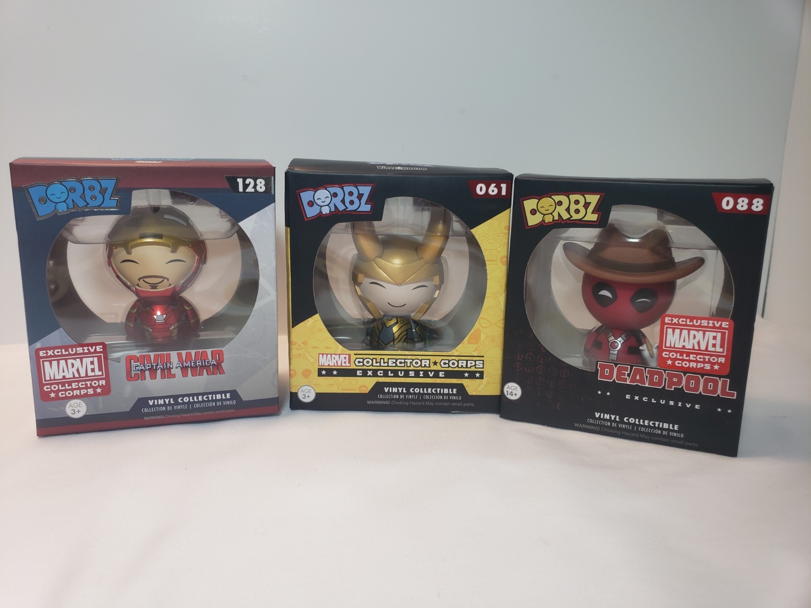 Funko Pop DORBZ MARVEL (Lot Of 3)  Deadpool, Loki, Iron Man
