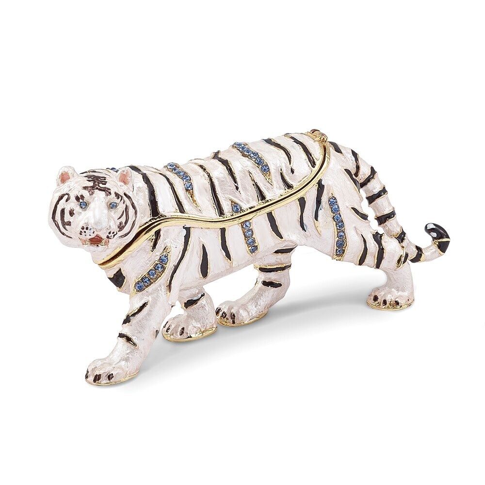 Bejeweled White Tiger Trinket Box