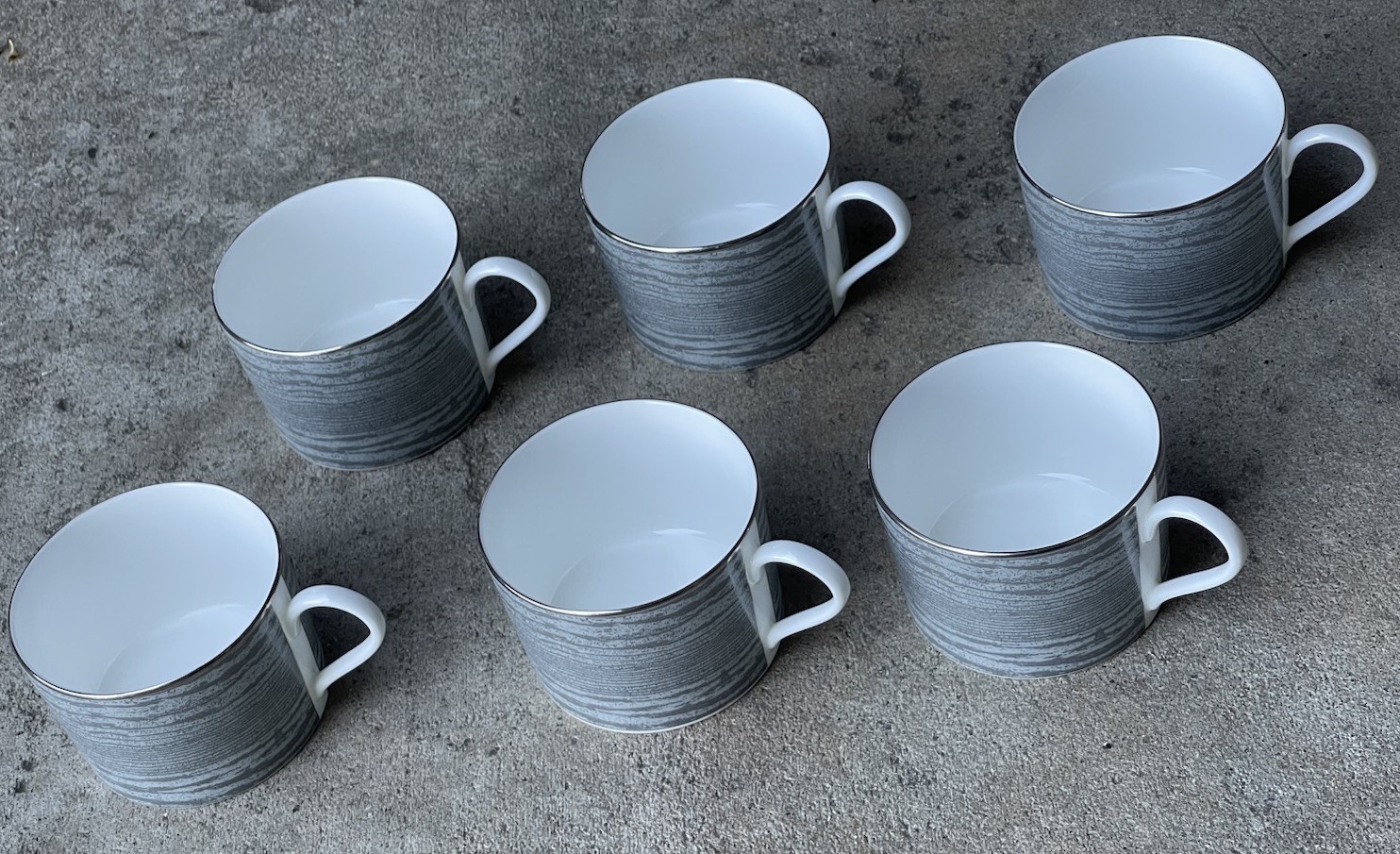 Waterford Michael Aram Set Of 6 Wood Grain Tea Cups GREY MINT coffee MUGS Waterford Michael Aram Set Of 6 Wood Grain Tea Cups GREY MINT coffee MUGS