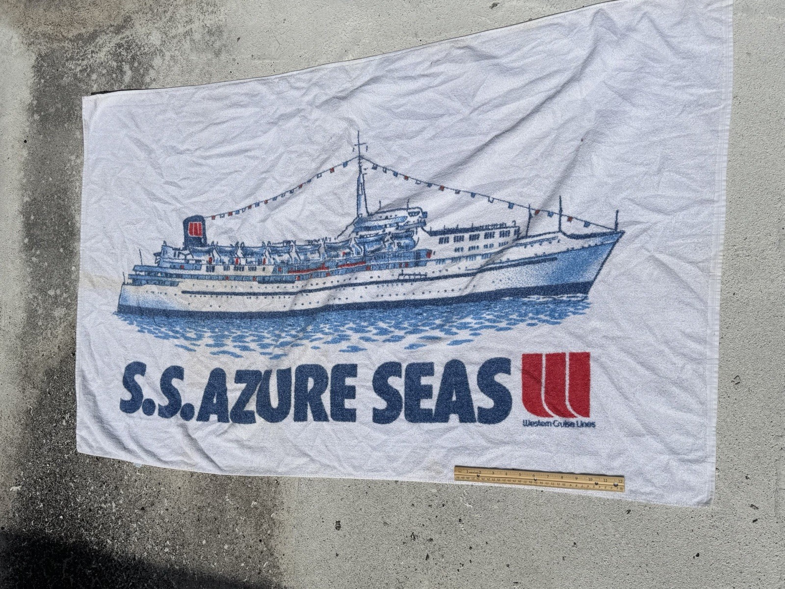 VINTAGE S.S. AZURE OF THE SEAS WESTERN CRUISE LINE BEACH TOWEL
