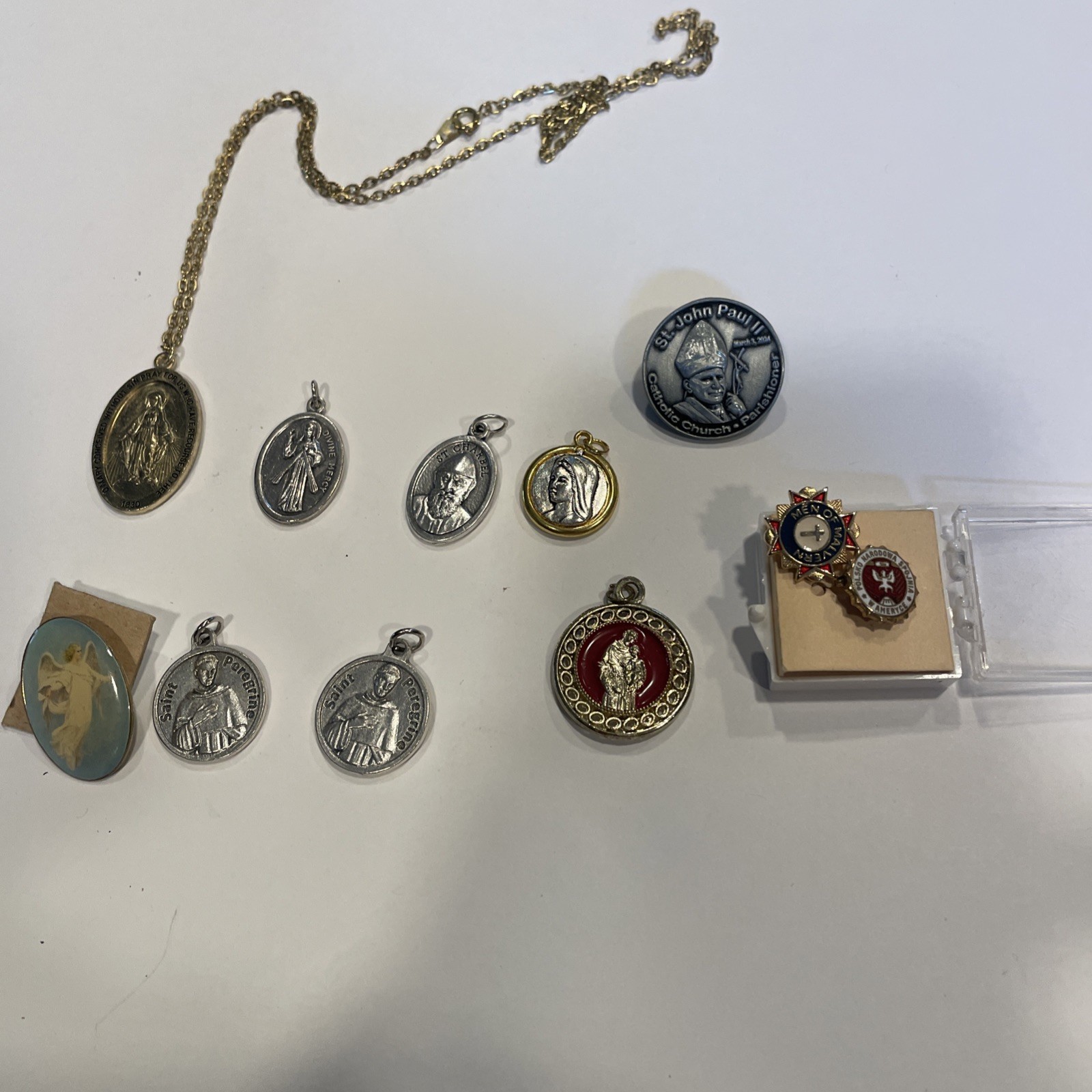 Mixed Lot of Vintage Religious Medals And Pendants Mixed Metals Italy