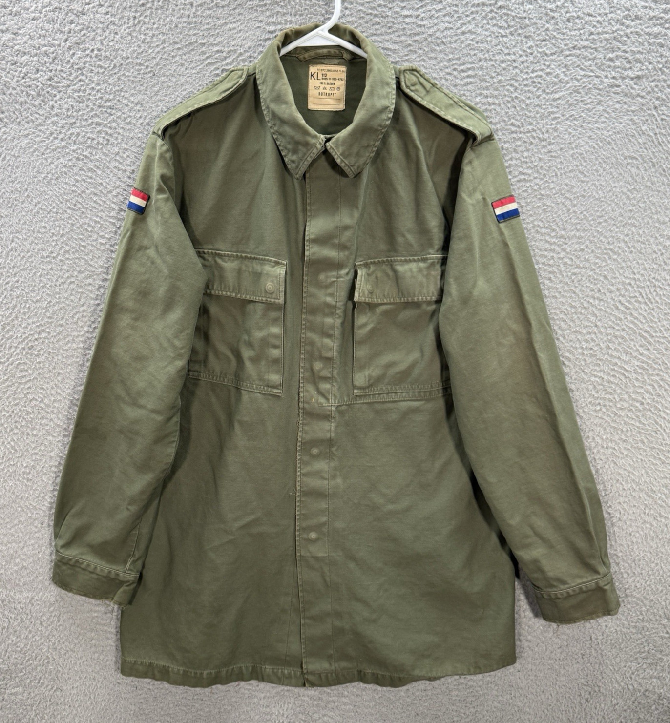 Vintage Dutch Military Field Jacket Adult 112 Green KL Royal Netherlands Army