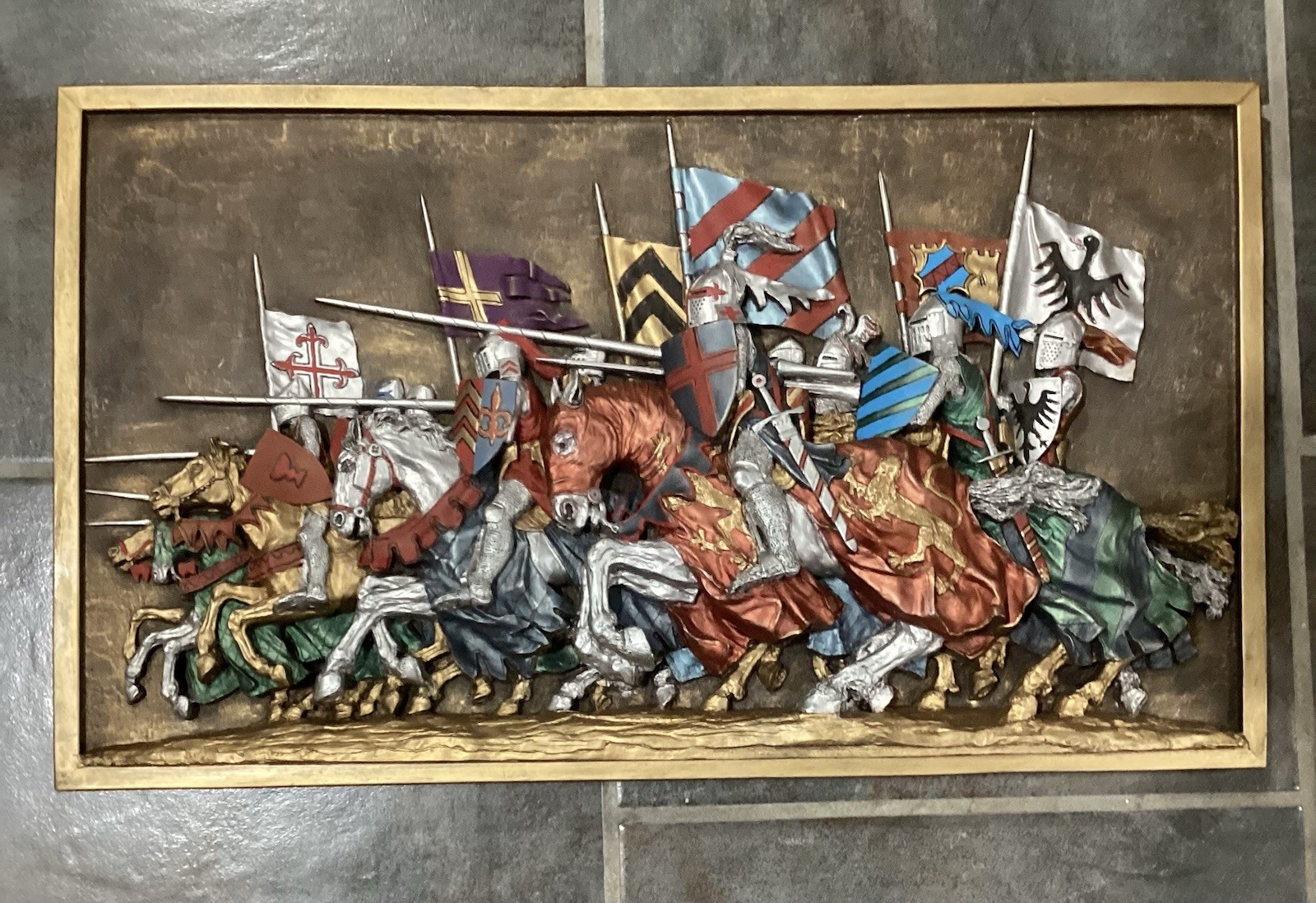 Marcus Designs The Charge of Knights 3D Relief Wood Wall Plaque, Multicolor