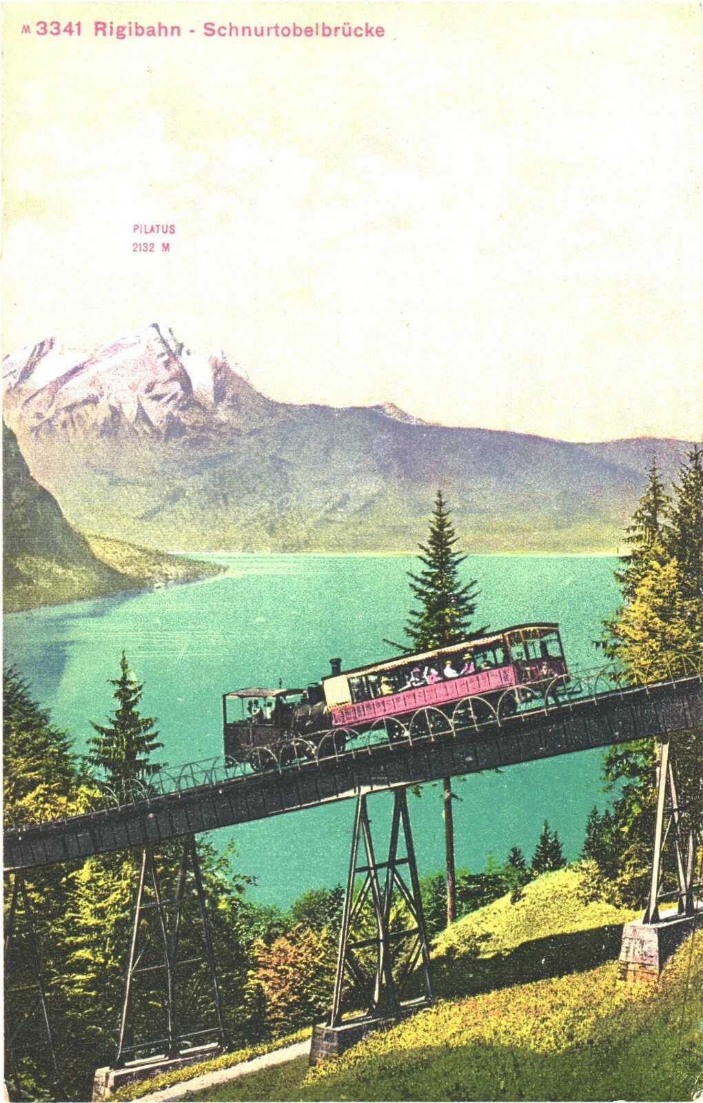 Rigi Switzerland Rigibahn Railway on Schnurtobel Bridge DB Postcard c.1910