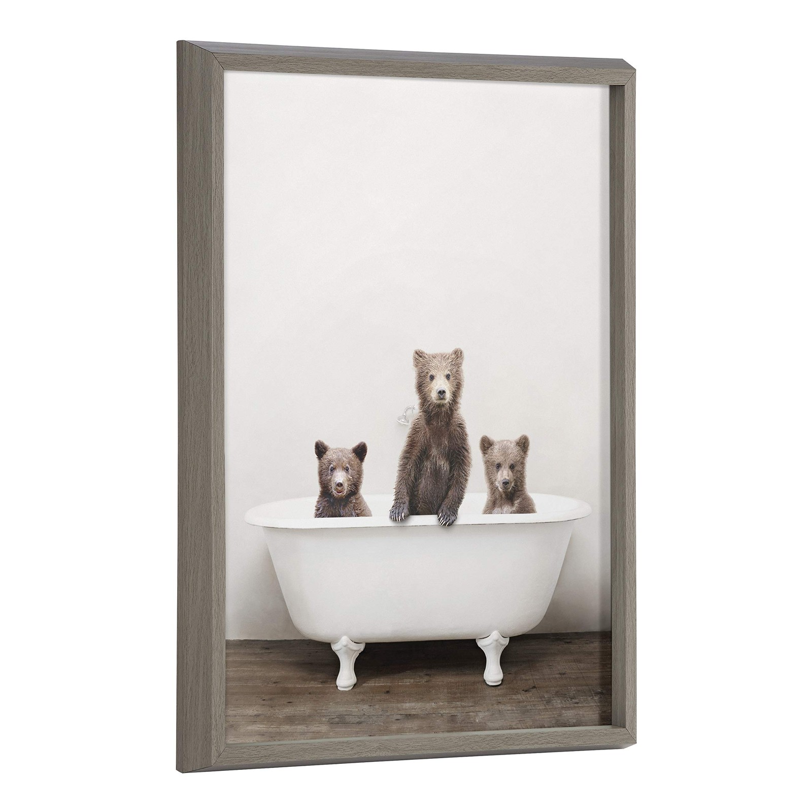 Kate and Laurel Blake Three Little Bears Bathtub Framed Wall Art 18x24 Gray