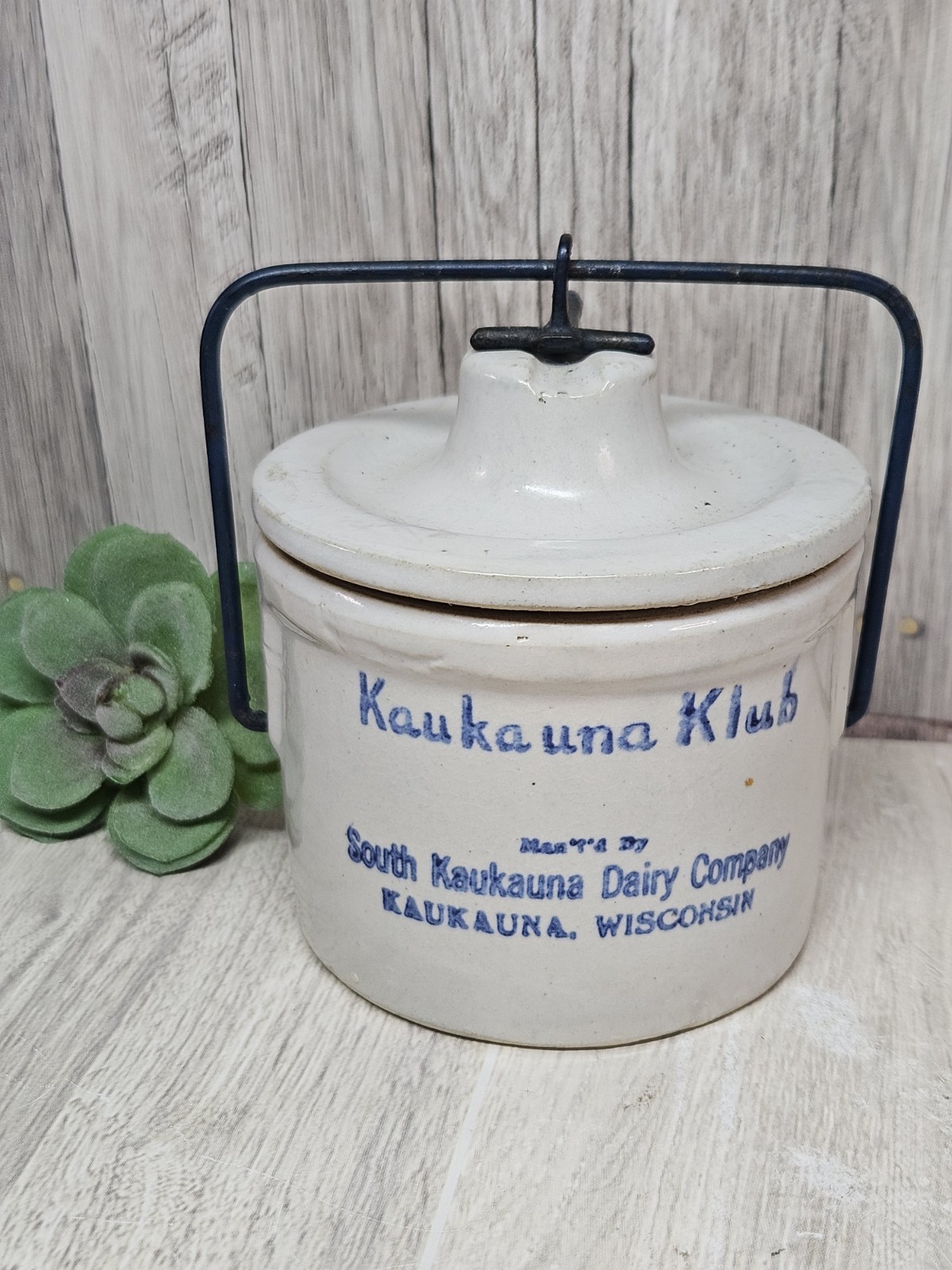 Vintage Kaukauna Klub Cheese Crock South Kaukauna Dairy Co Wisconsin Bail Lid