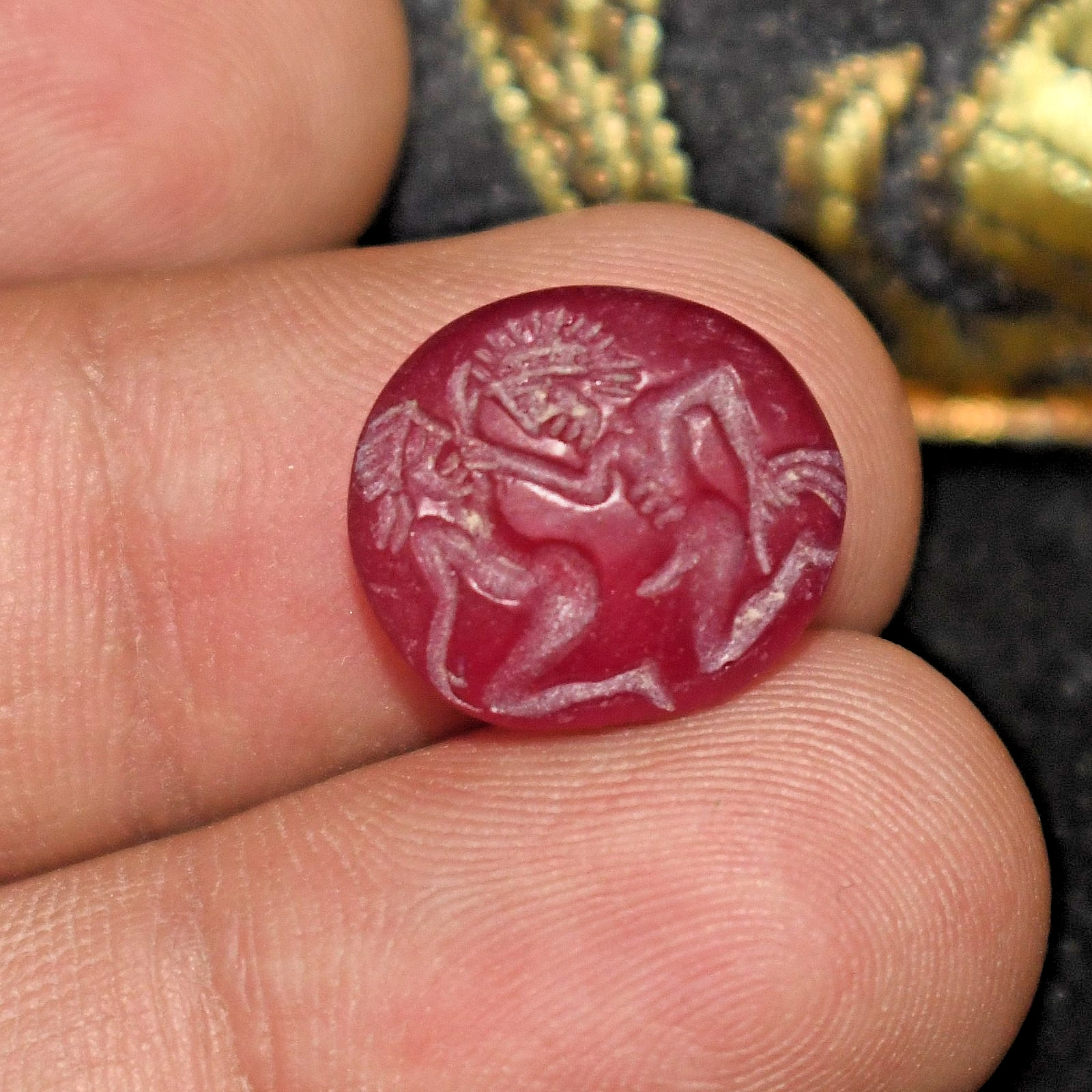 Rare Ancient Near Eastern Roman Stone Intaglio Seal Depicting Erotic scene